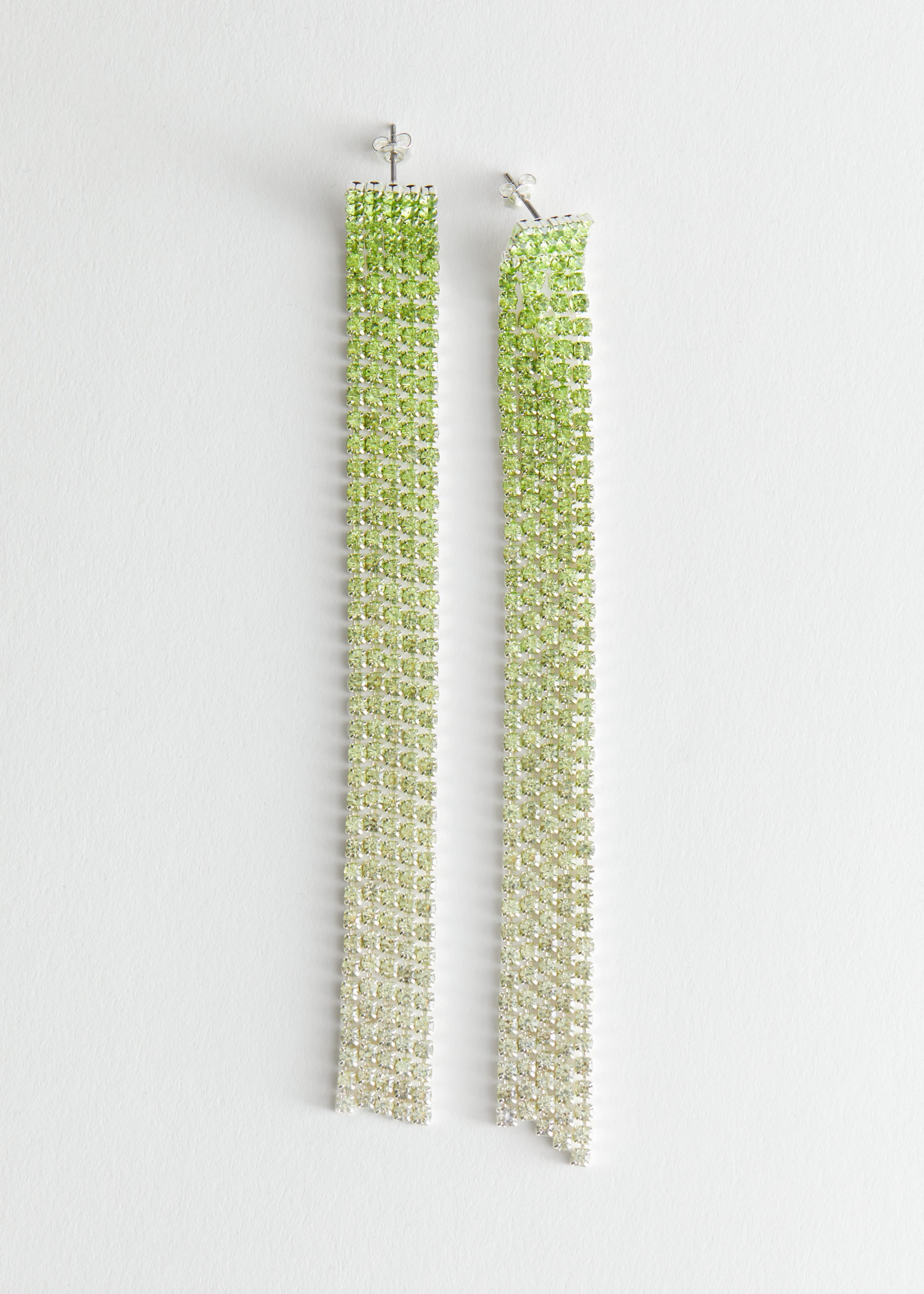 Rhinestone Embellished Drop Earrings - Blue/Pink - Natura morta