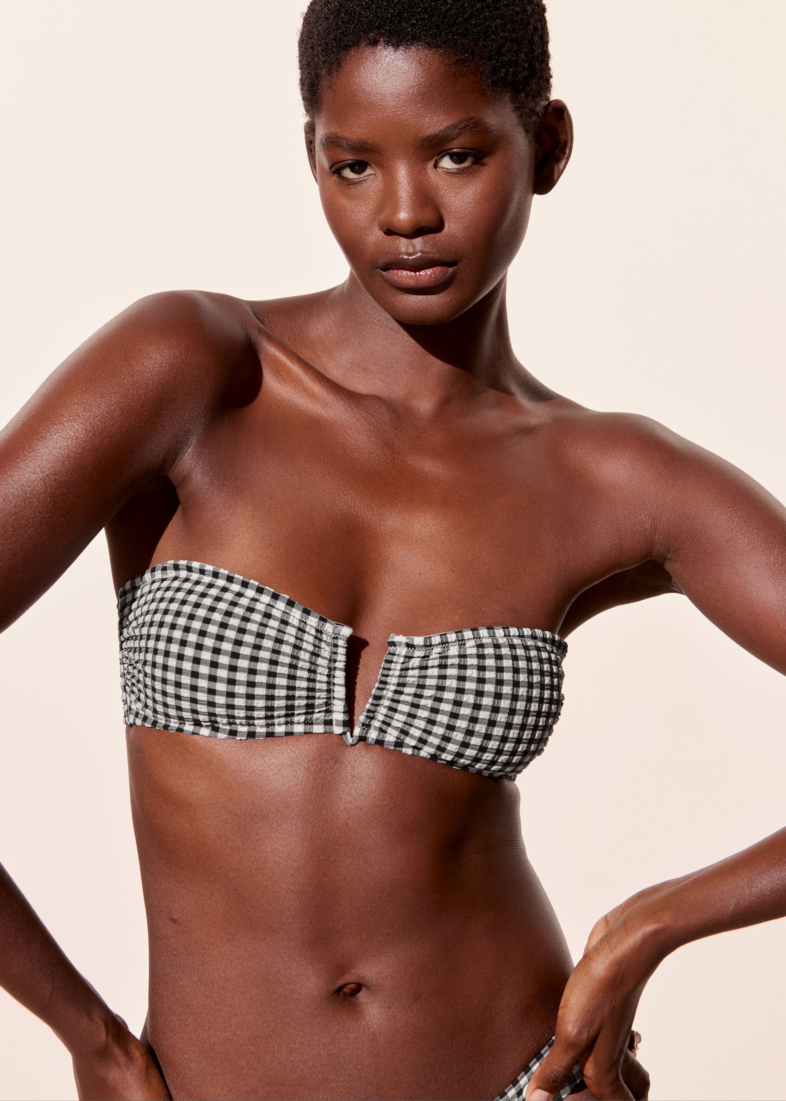 Bandeau Bikini Top - Black/White Checks - Lookbook