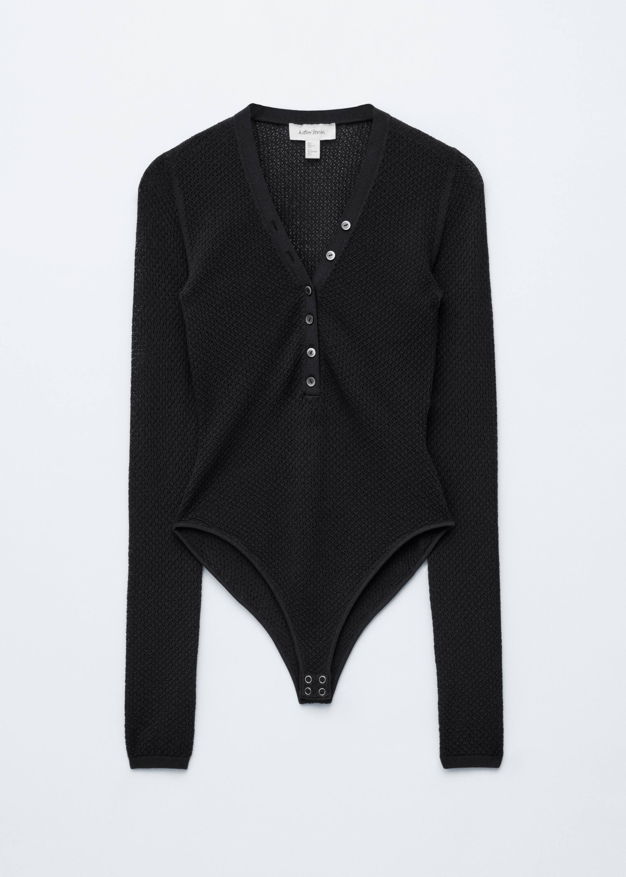 Grotere afbeelding bekijken: Ajourgebreide body met lange mouwen - Zwart - DAMES | H&M NL 7