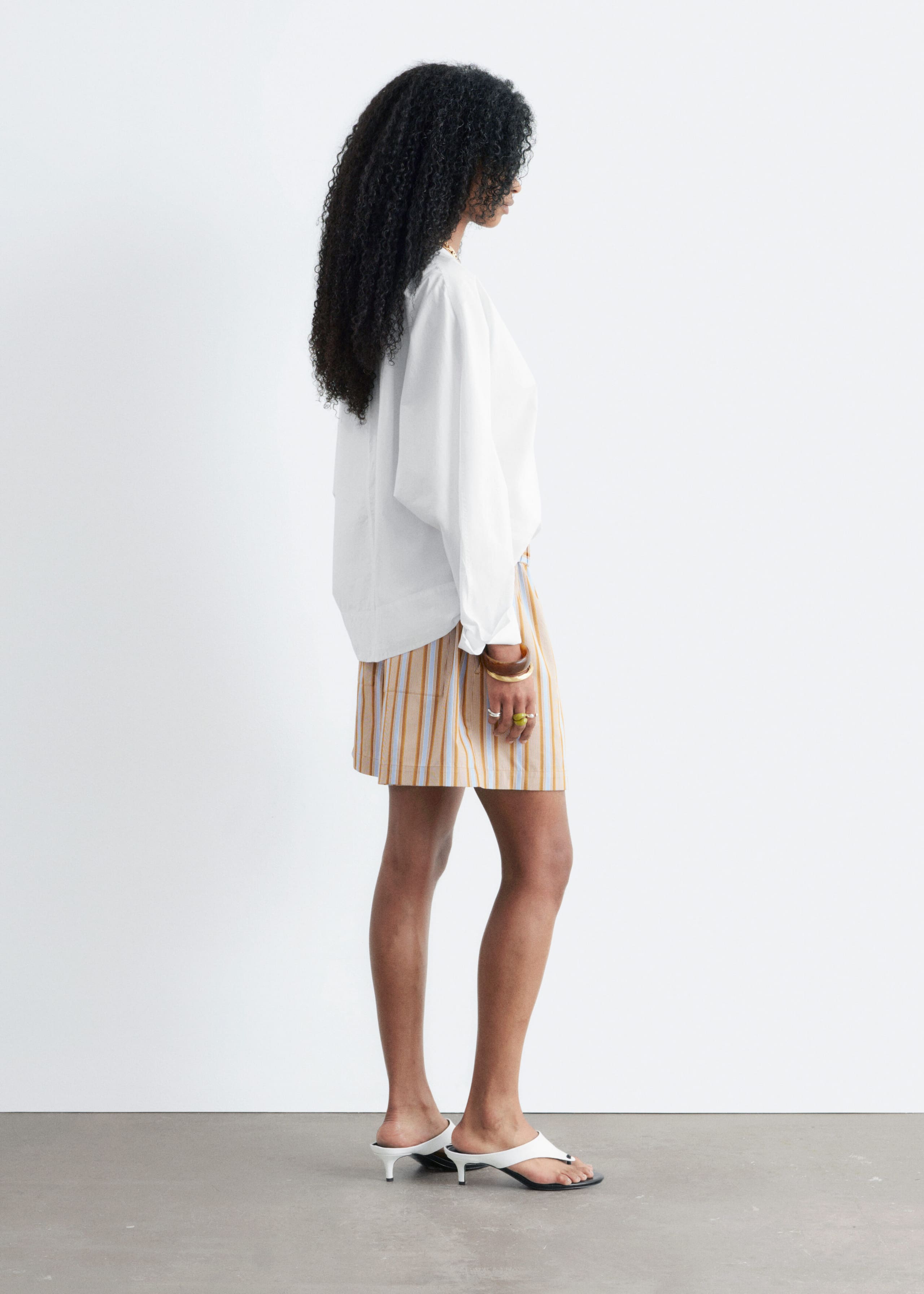 Image of Sculptural Cotton V-Neck Blouse