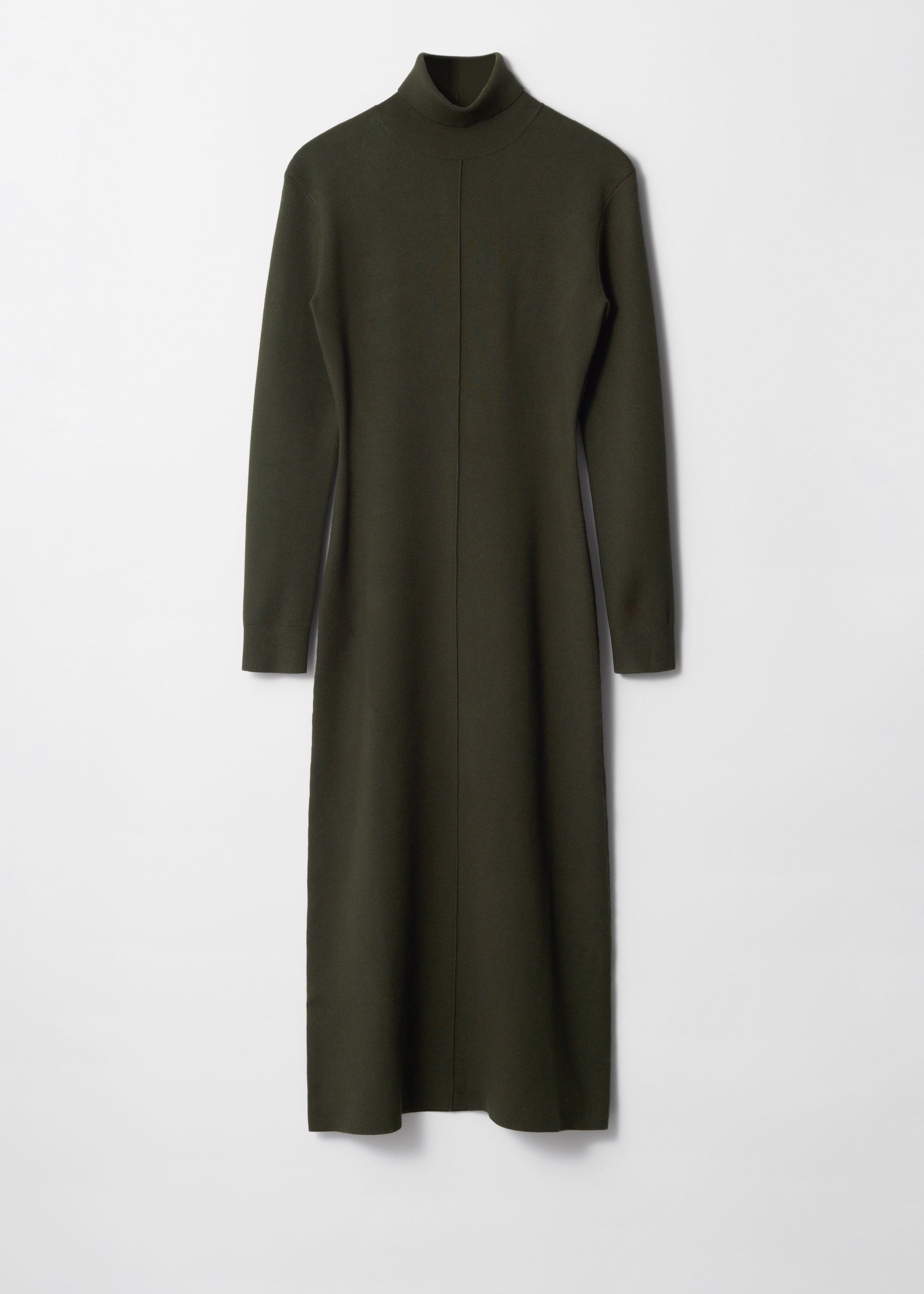 Visa större bild: Stickad midiklänning med polokrage - Mörkgrön - DAM | H&M SE 1