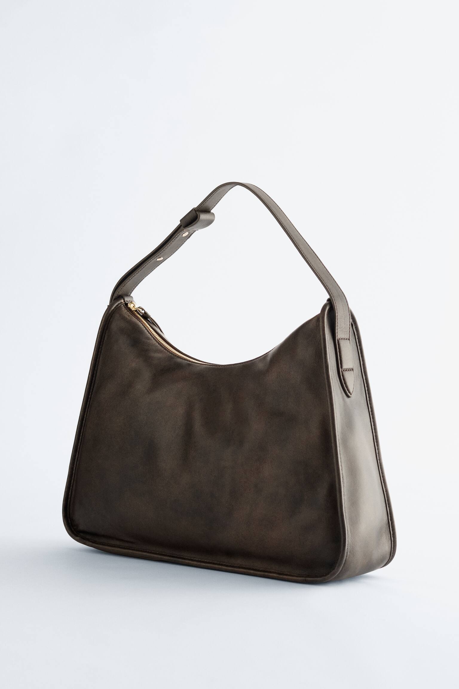 תיק נשיאה מעור - אפור כהה/שחור - 3