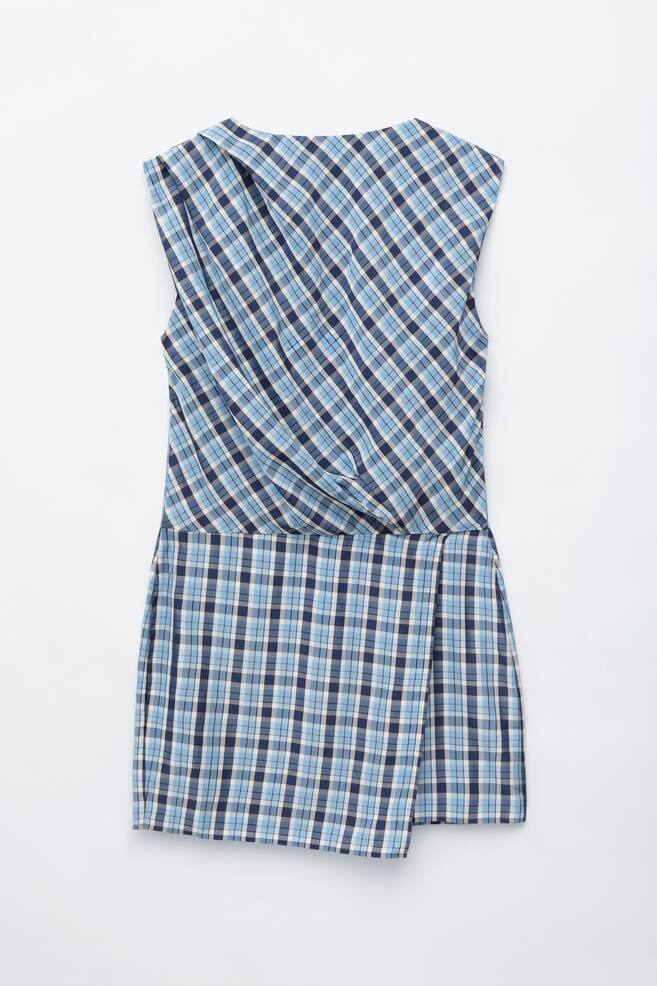 Laskostettu jakardiminimekko - Sininen/ruudullinen - 1