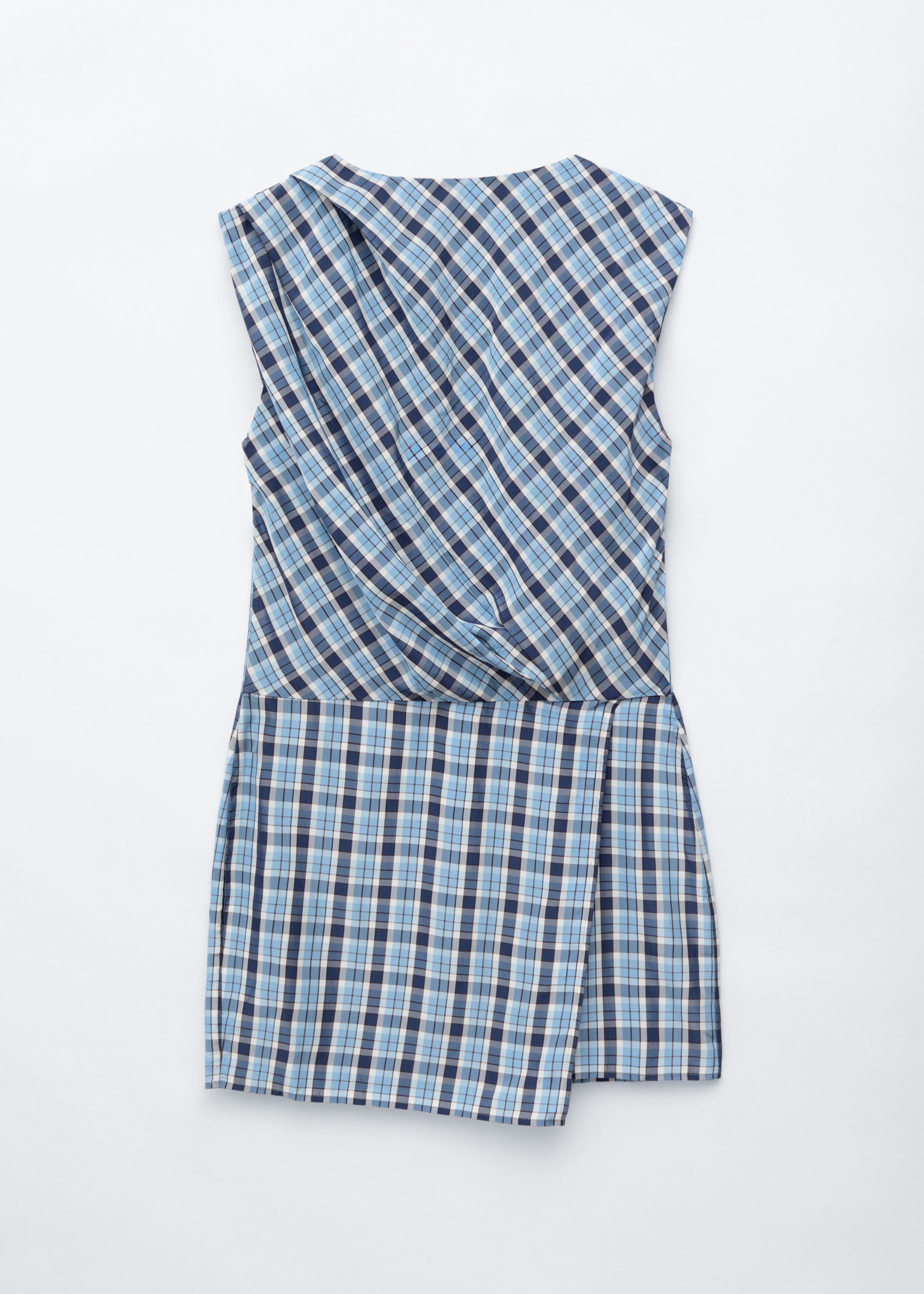 Pleated Jacquard Mini Dress - Blue/Checked - Still Life
