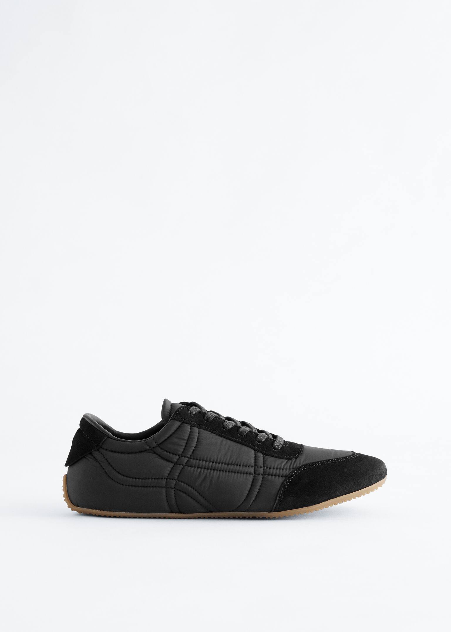 Adidași cu detalii din piele întoarsă - Negru/Maro/Alb/Bej - 2