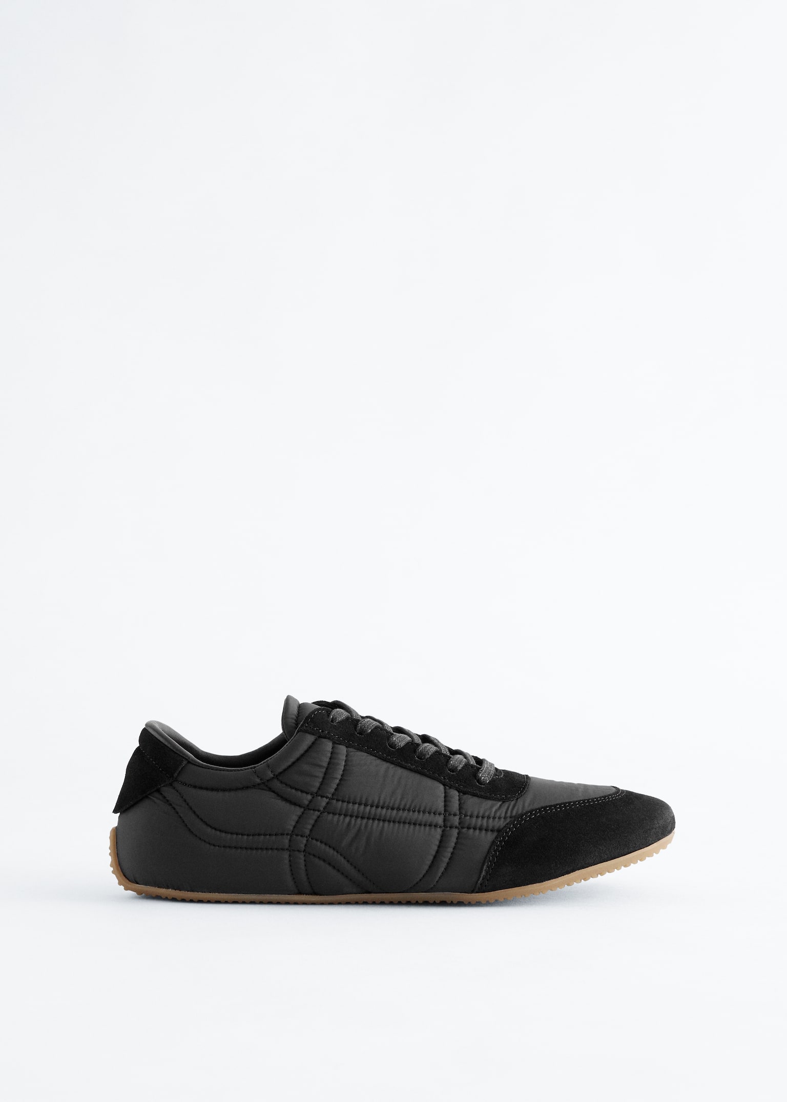 Sneaker mit Veloursleder-Details - Schwarz/Braun/Weiß/Beige