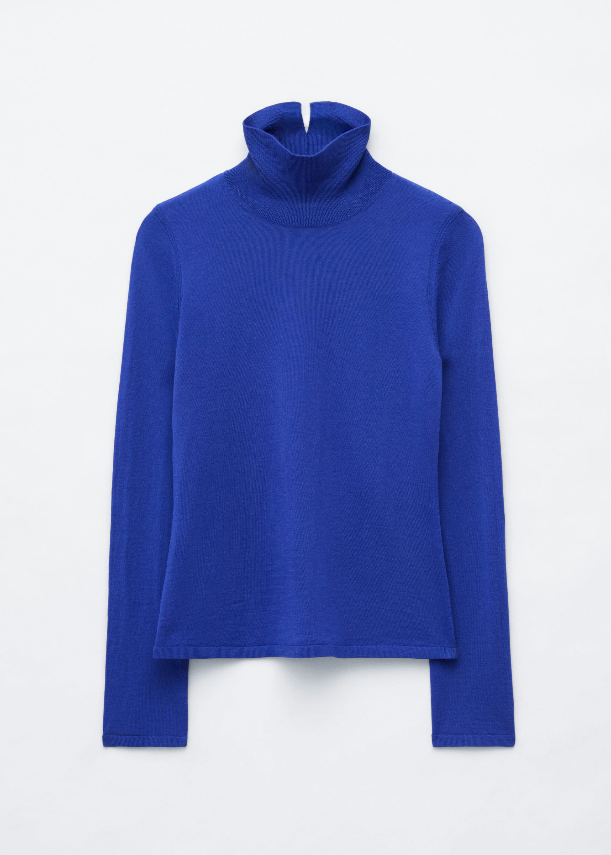 Merino Wool Polo Neck Top - Bright Blue - Still Life