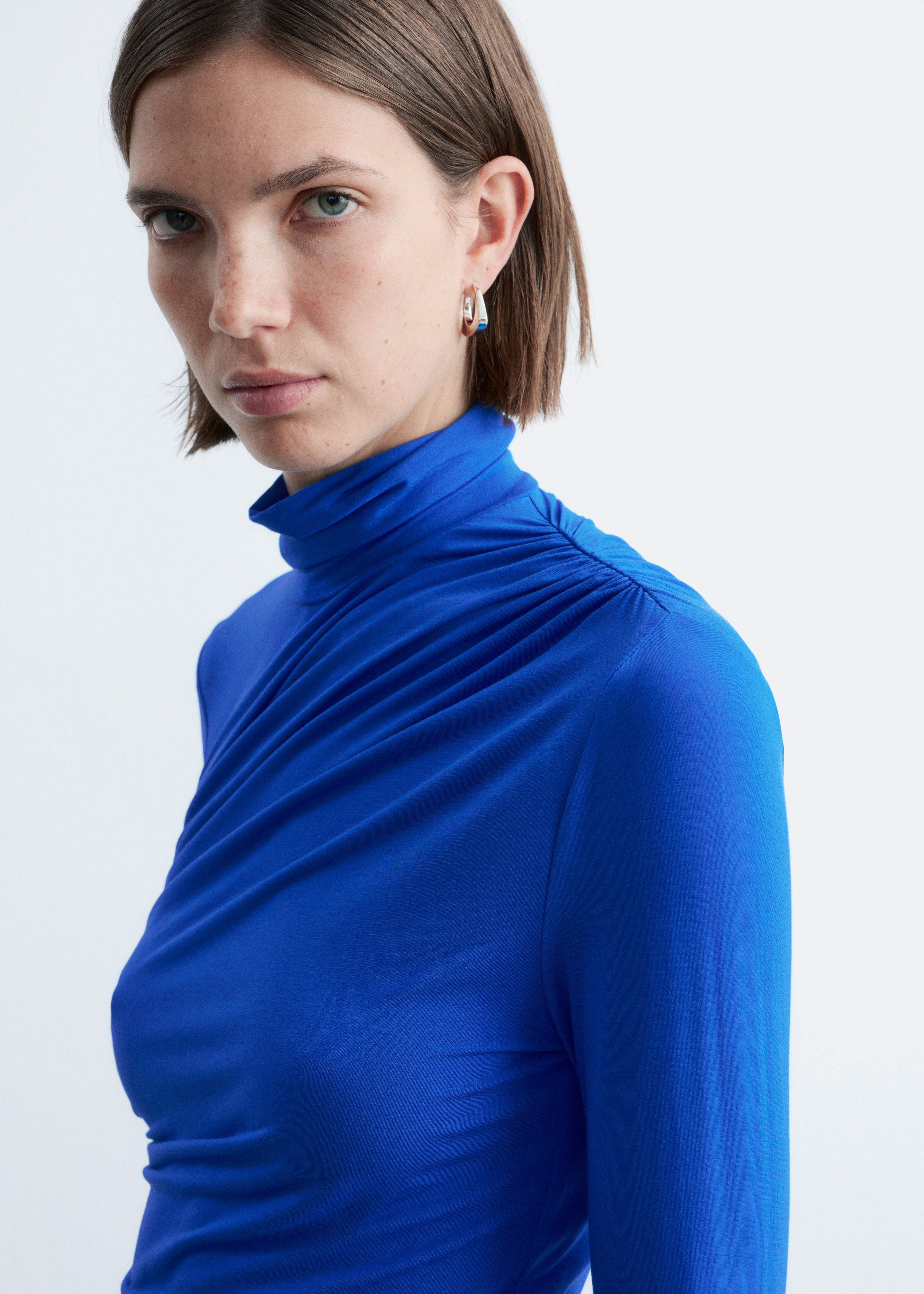 TrendiMax Sexy tops met lange mouwen voor dames, boothals off-shoulder gebreide shirts met ruches elegante slanke getailleerde blouse T-shirt, Donkergrijs, L