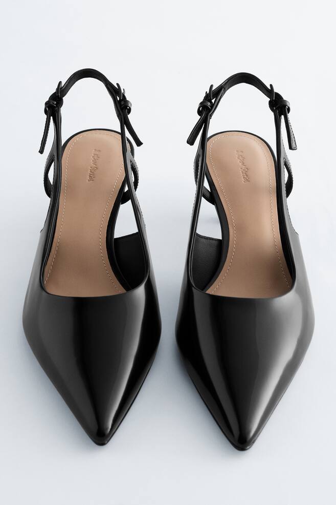 Escarpins à bride arrière en cuir verni - Noir/Gris foncé - 1