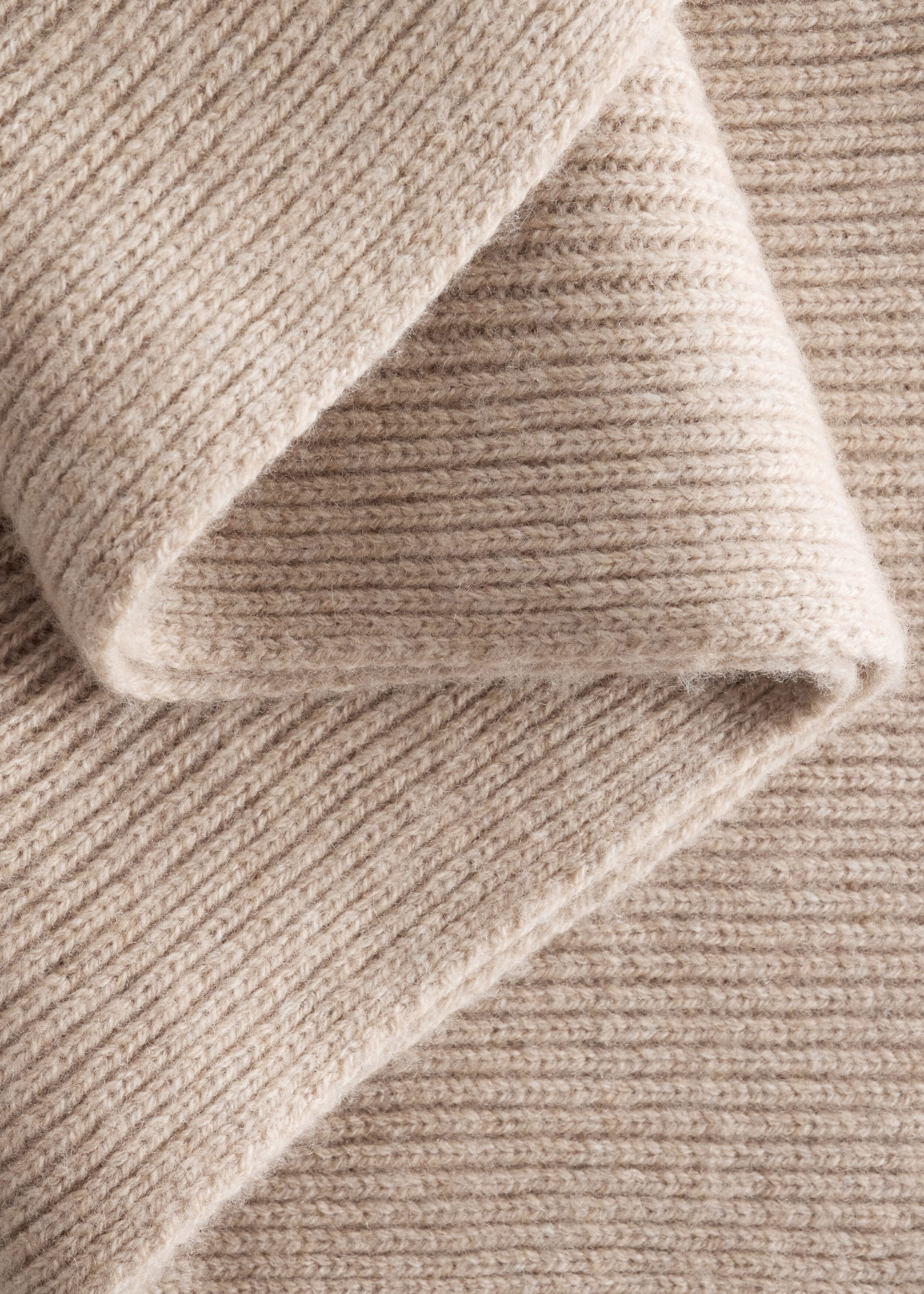 Hooded Wool Scarf - Beige - Still Life