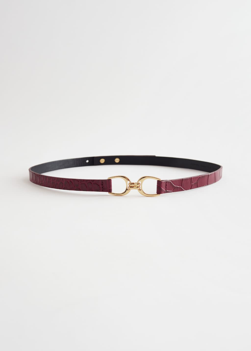 Croc Leather Buckle Belt - Dark green - Still Life
