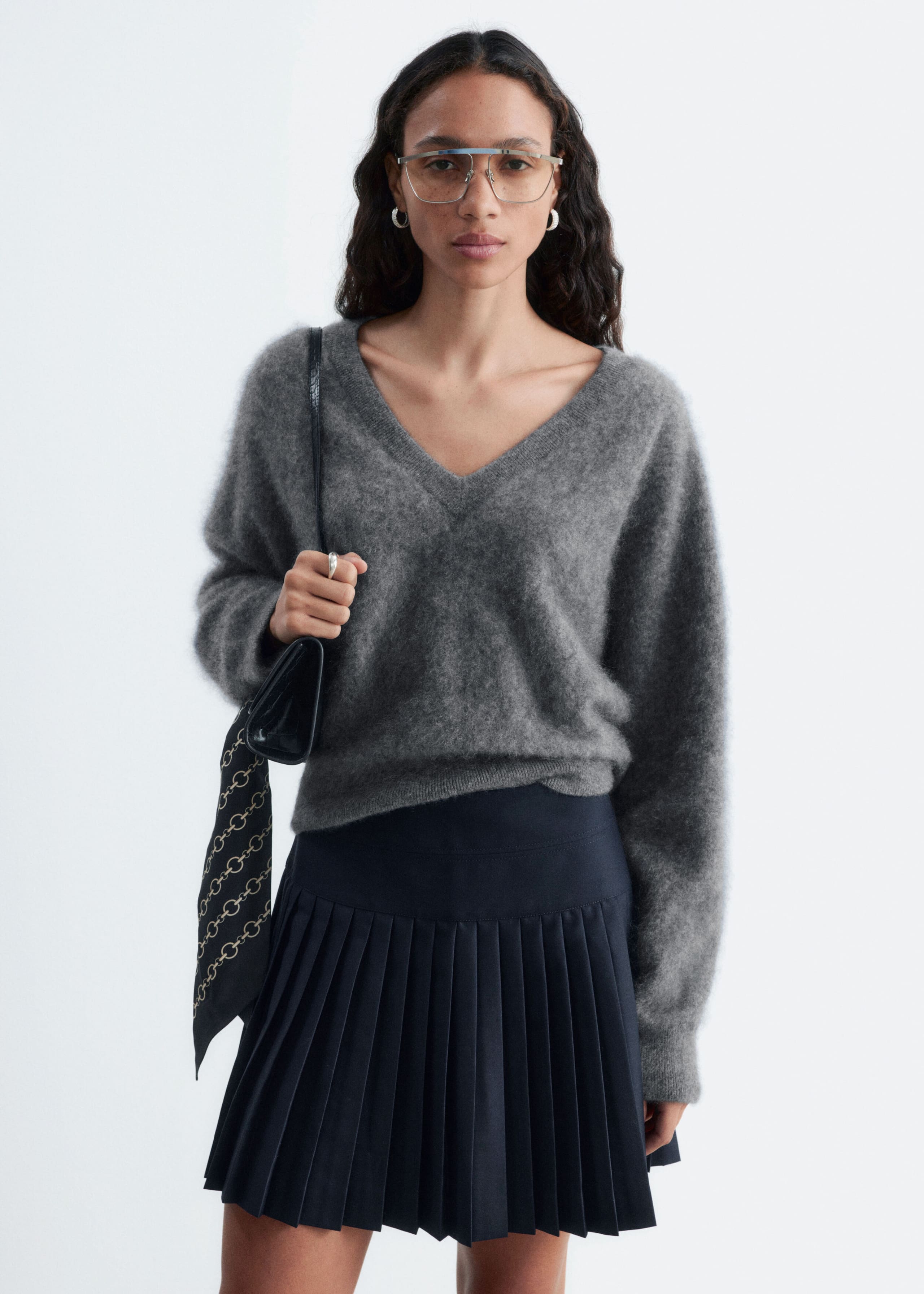 Plissee-Minirock - Dunkelblau - Lookbook