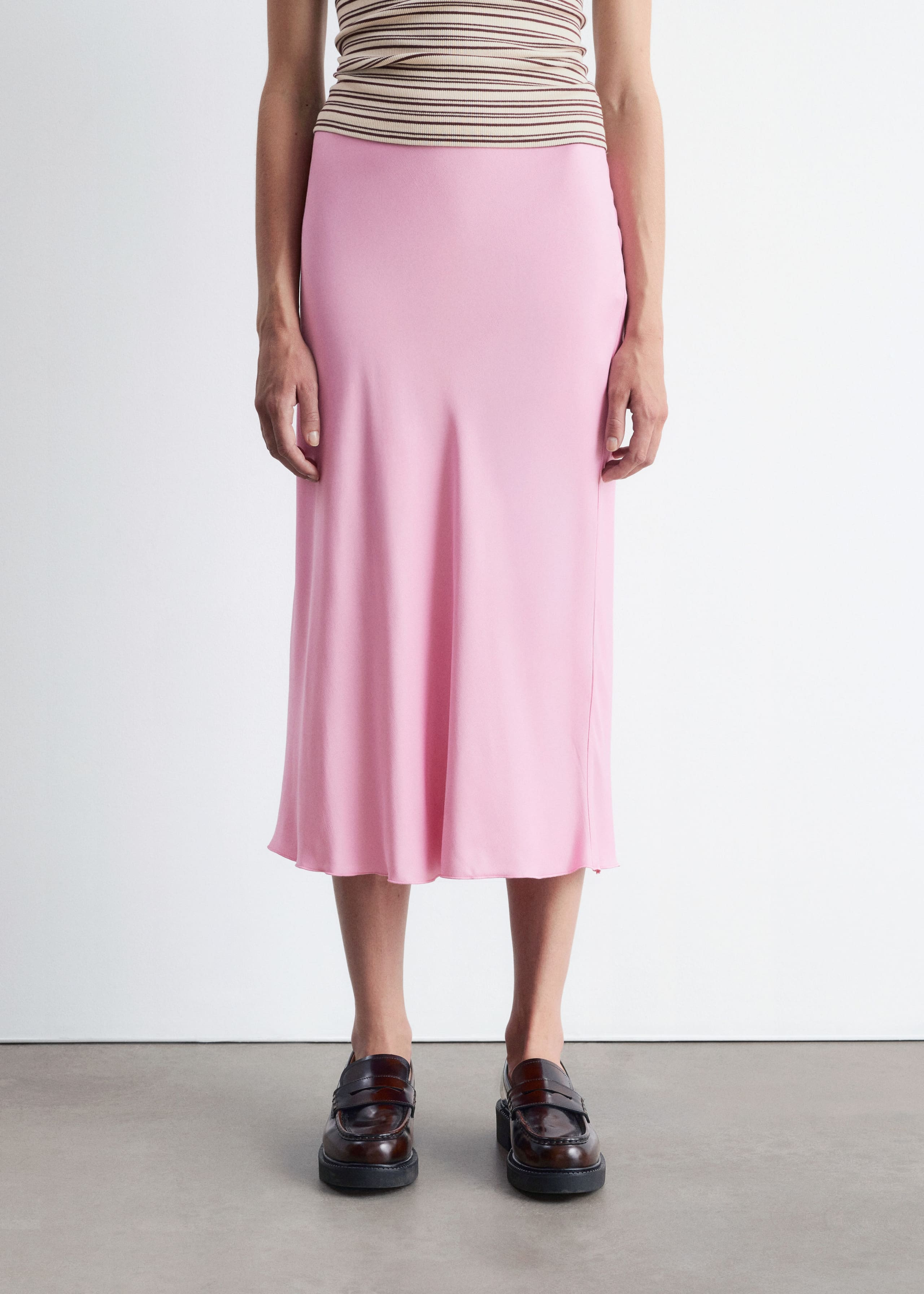 Image of Satin Midi Skirt