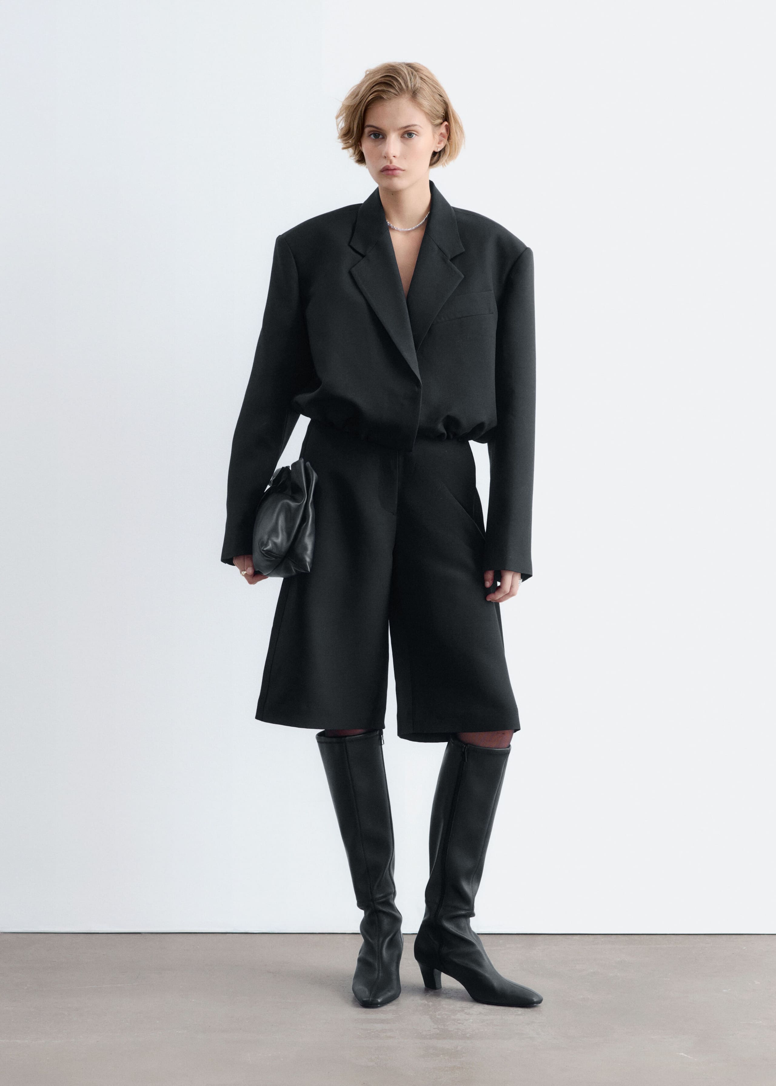 Oversized Drawstring Blazer Black