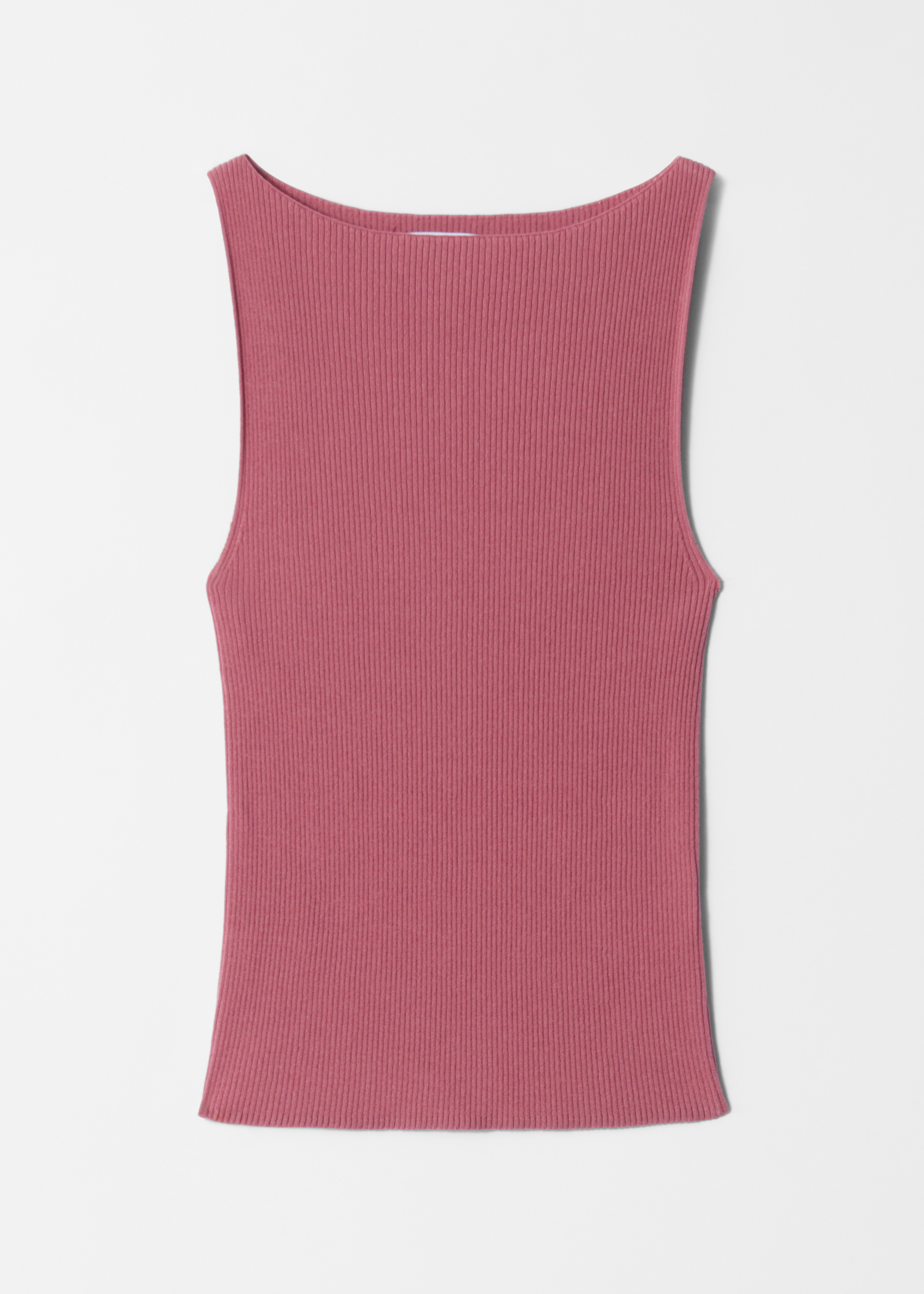Rib-Knit Tank Top - Mauve/White/Mustard/Red