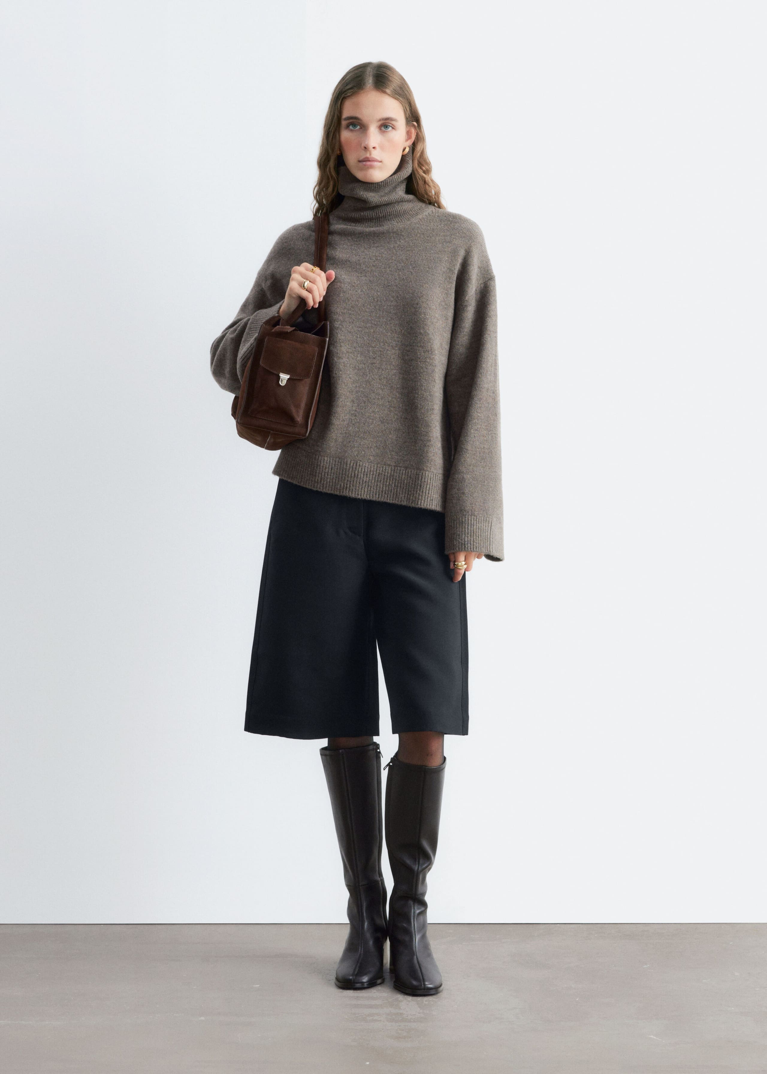 Wool-Cotton Turtleneck Jumper - Dark Blue - Lookbook
