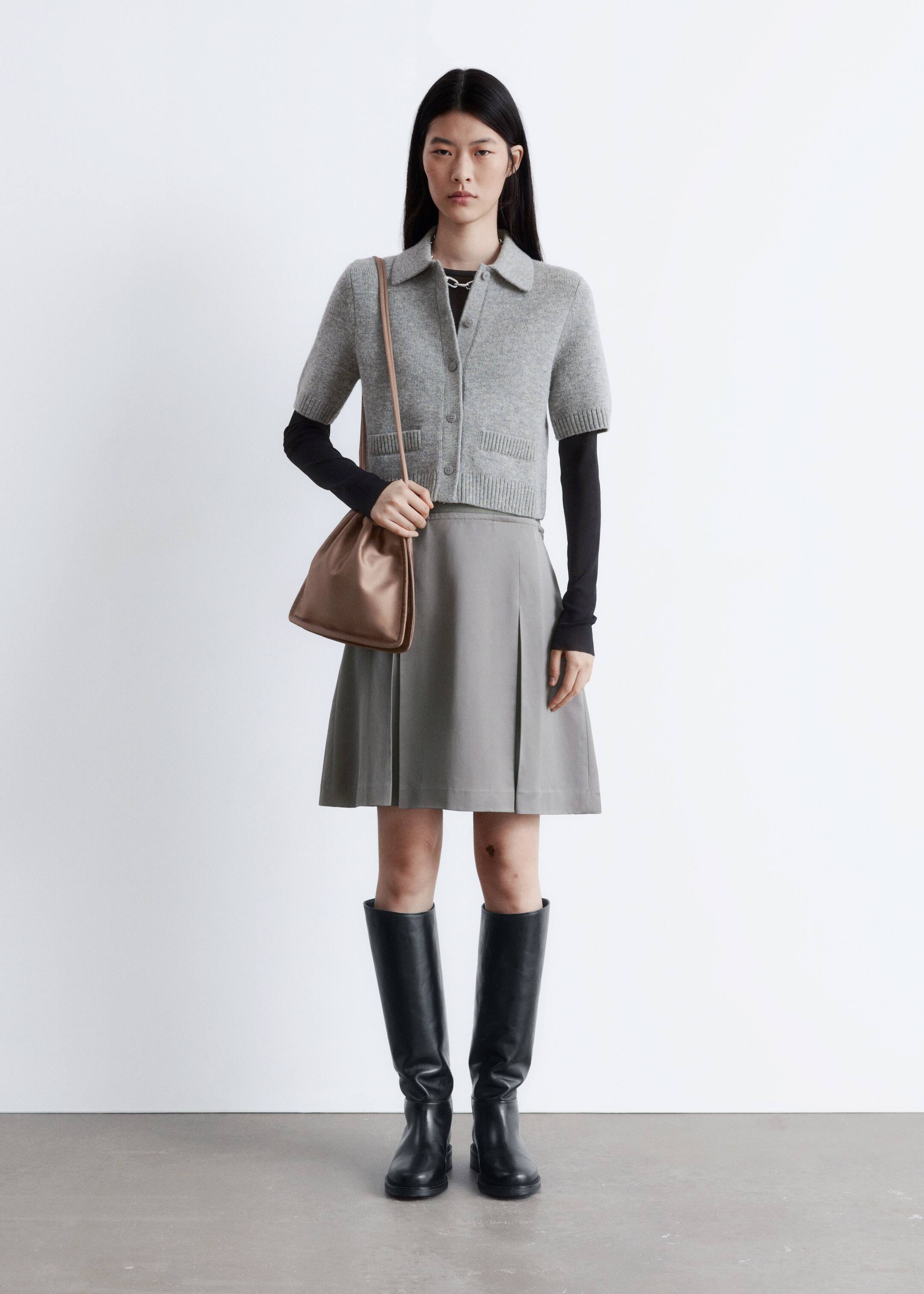 Преглед на по-голямо изображение: Плетен къс ръкав кардиган - Сиво - ЖЕНИ | H&M BG 3