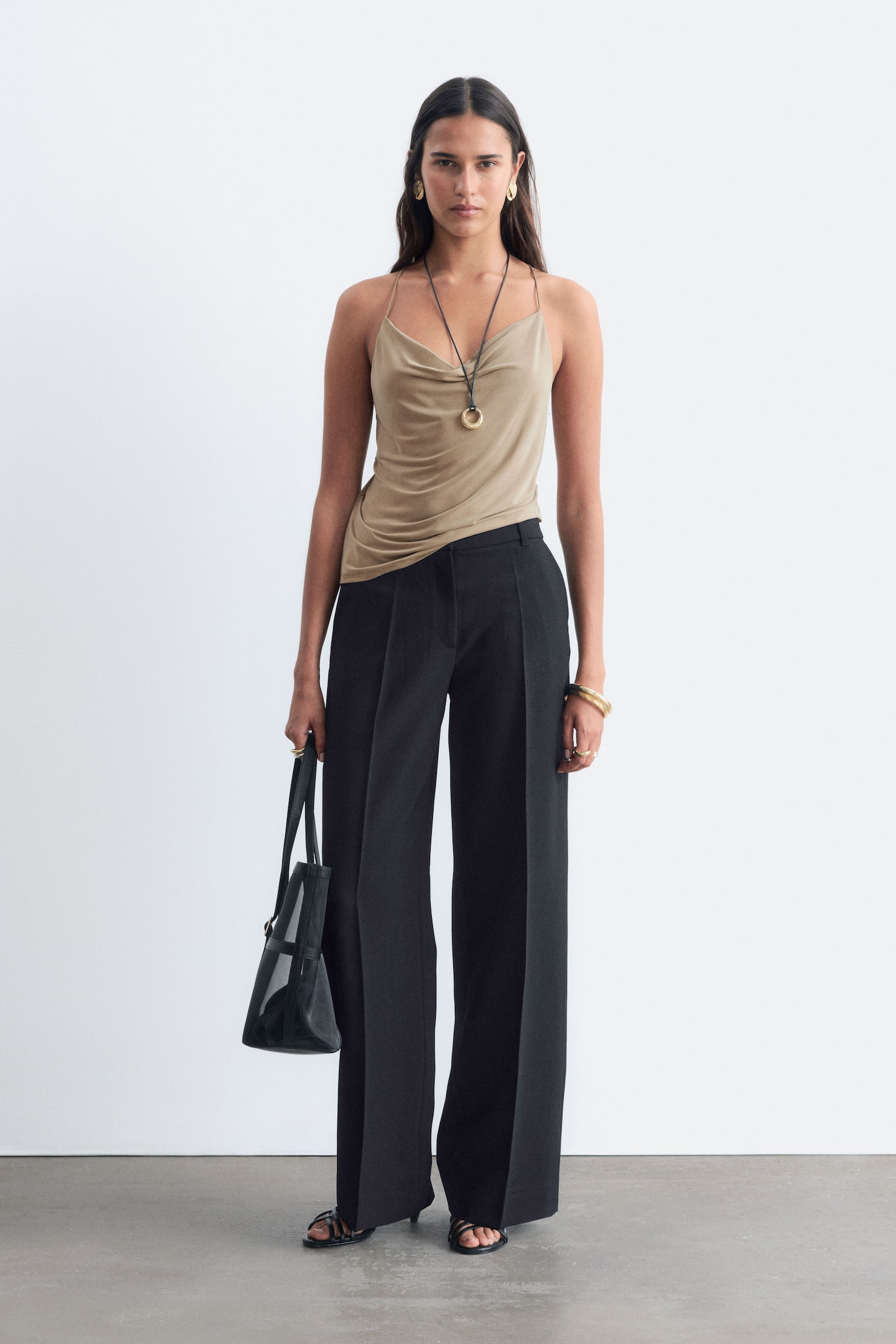 Loose-Fit Tailored Trousers - Black/Dark Red - 1