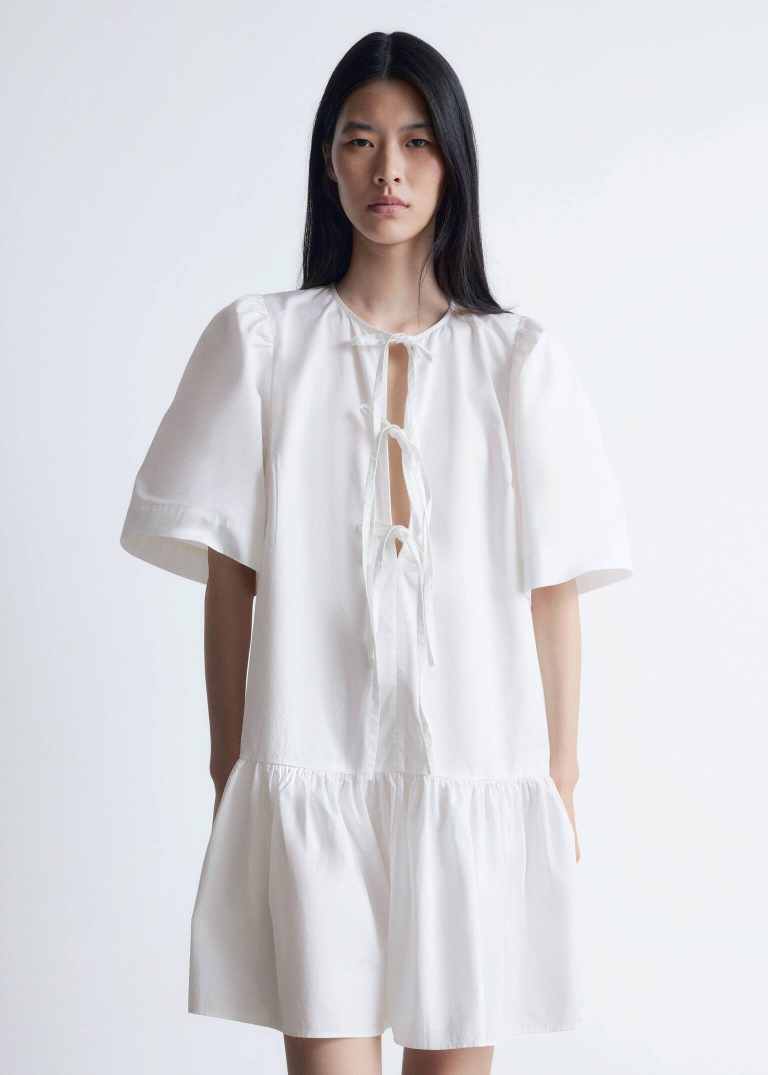 Minivestido peplum - Blanco/Rojo/Rayas amarillas/Rosa oscuro - 6