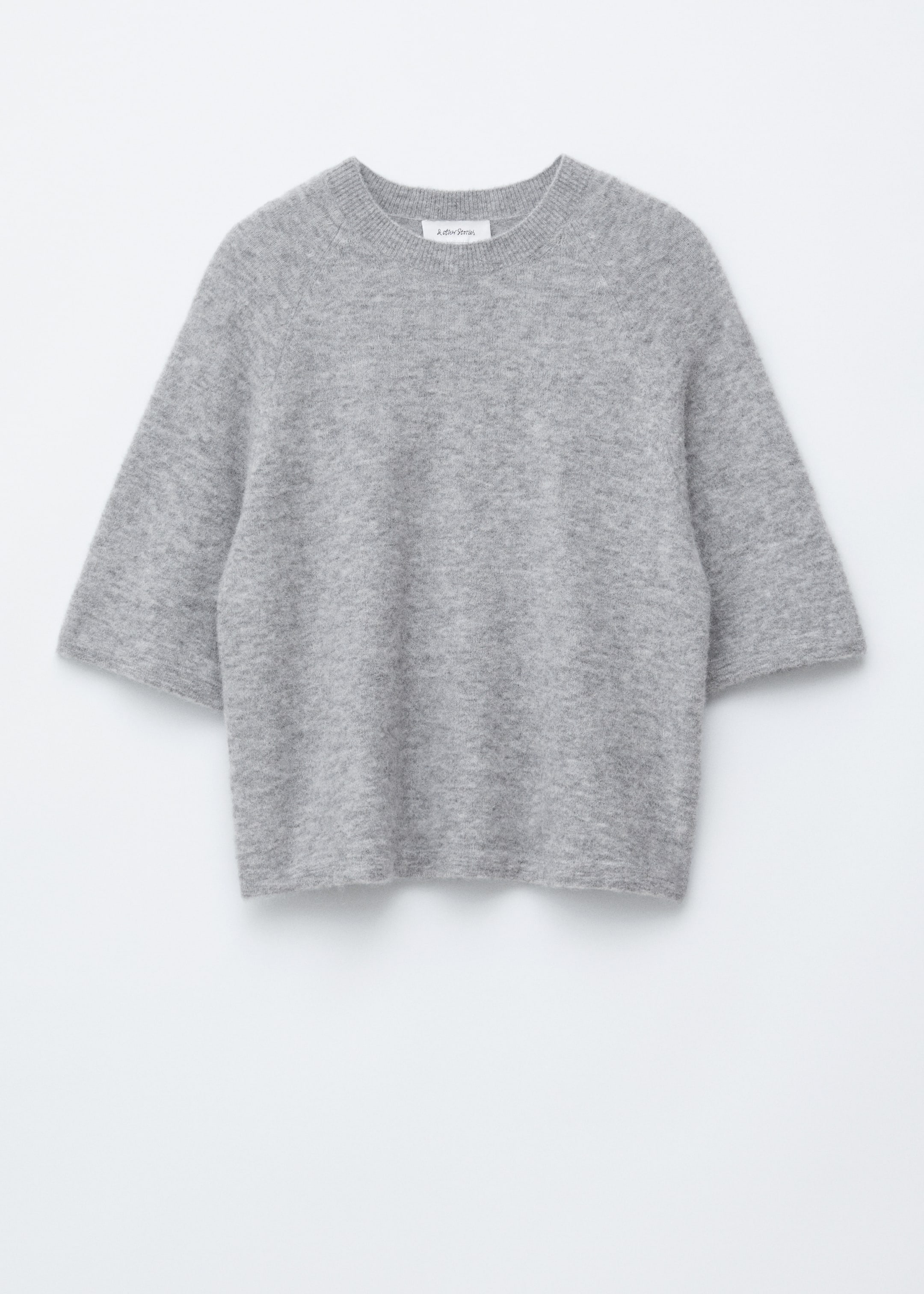 Visa större bild: Stickad topp i alpackablandning - Grå - DAM | H&M SE 6