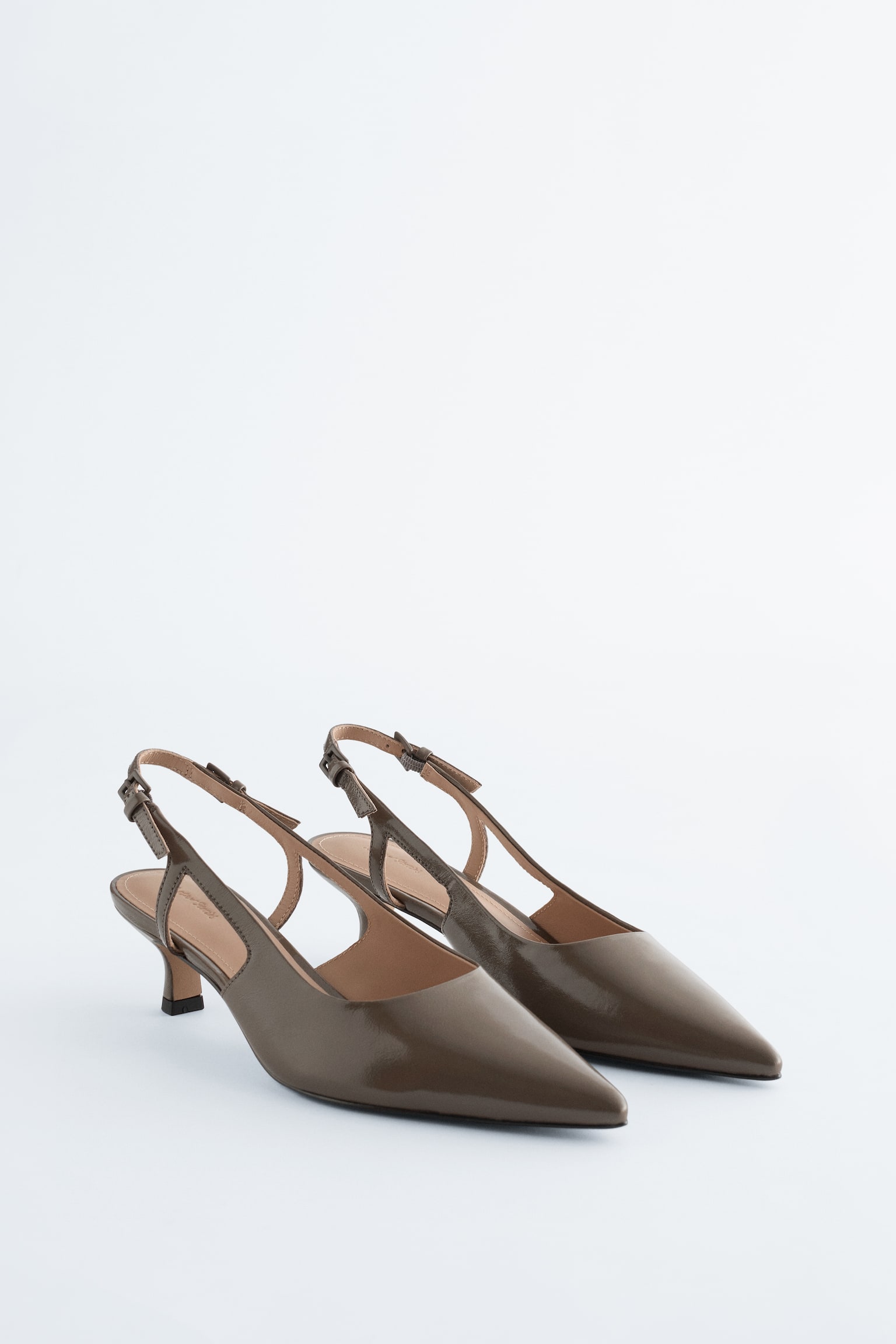Slingback-pumps i laklæder - Mørkegrå/Sort - 2
