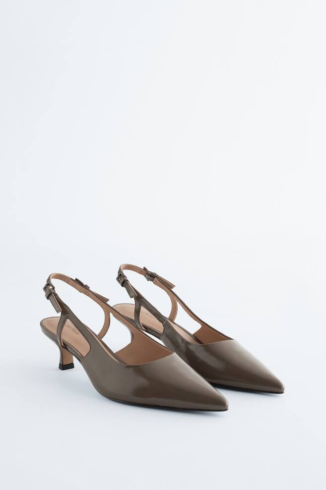 Escarpins à bride arrière en cuir verni - Gris foncé/Noir - 1