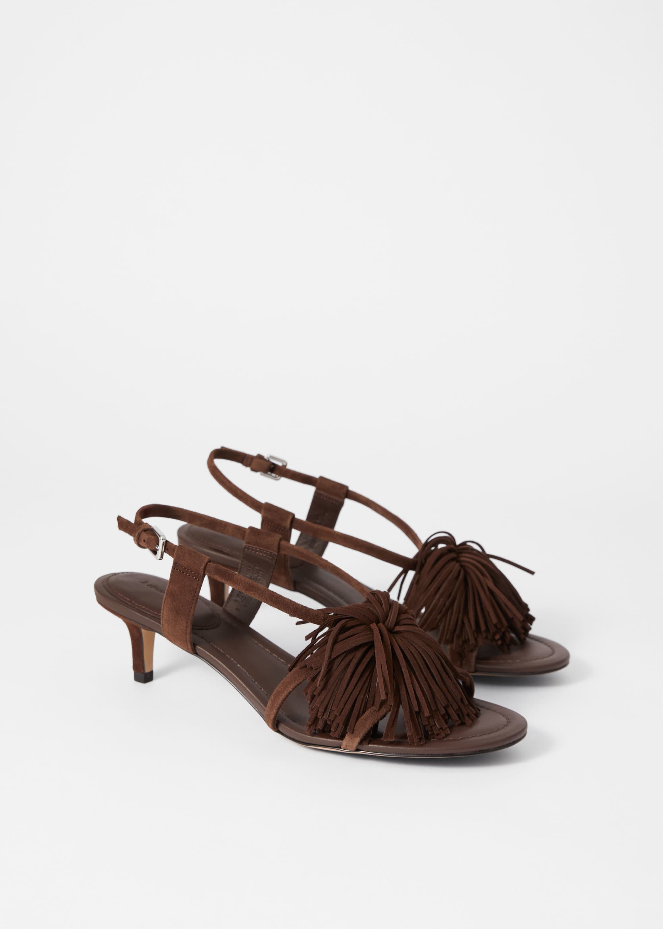 Vezi imaginea mai mare: Sandale din piele cu franjuri - Piele întoarsă maro - FEMEI | H&M RO 3