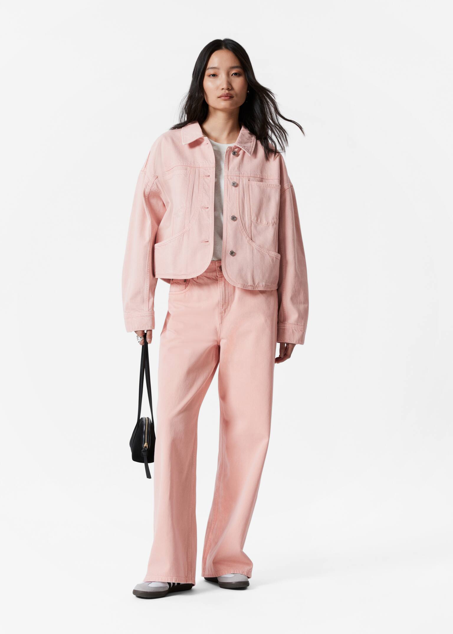 Veste carrée en jean - Rose poudré/Bleu délavé - 4