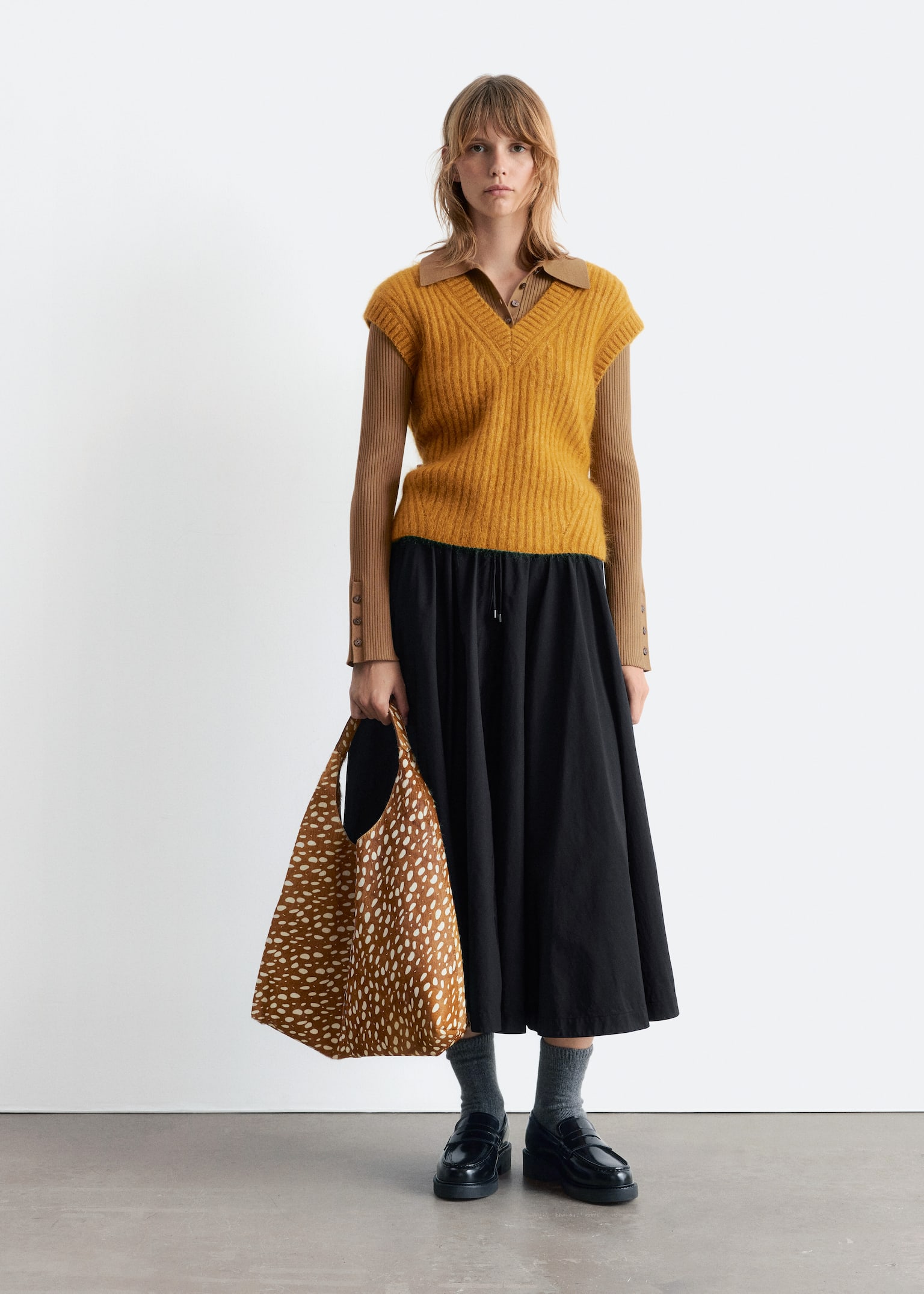 Deer-Print Leather Tote - Beige Deer Print
