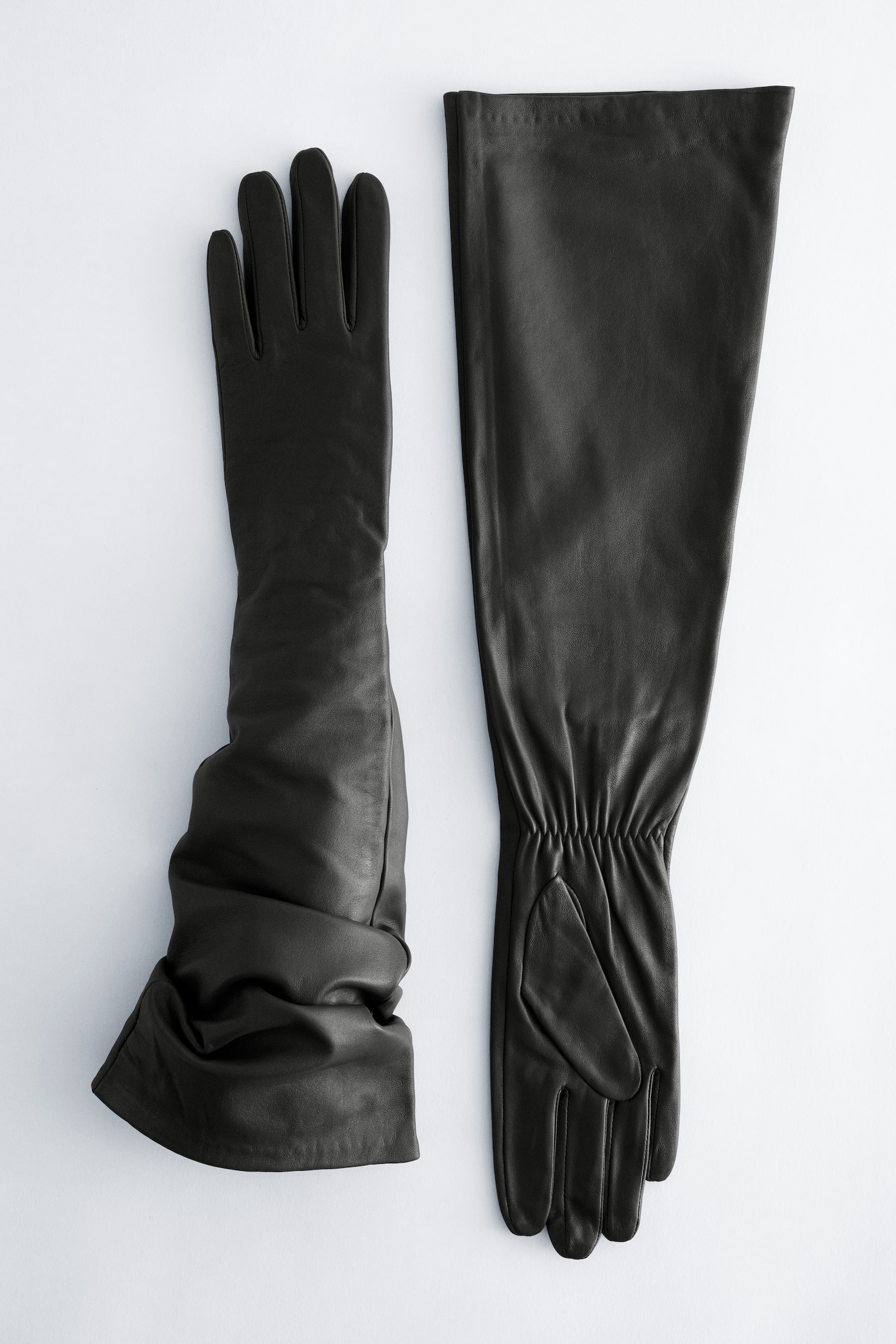 Long Leather Gloves - שחור/חום כהה/סגול - 1