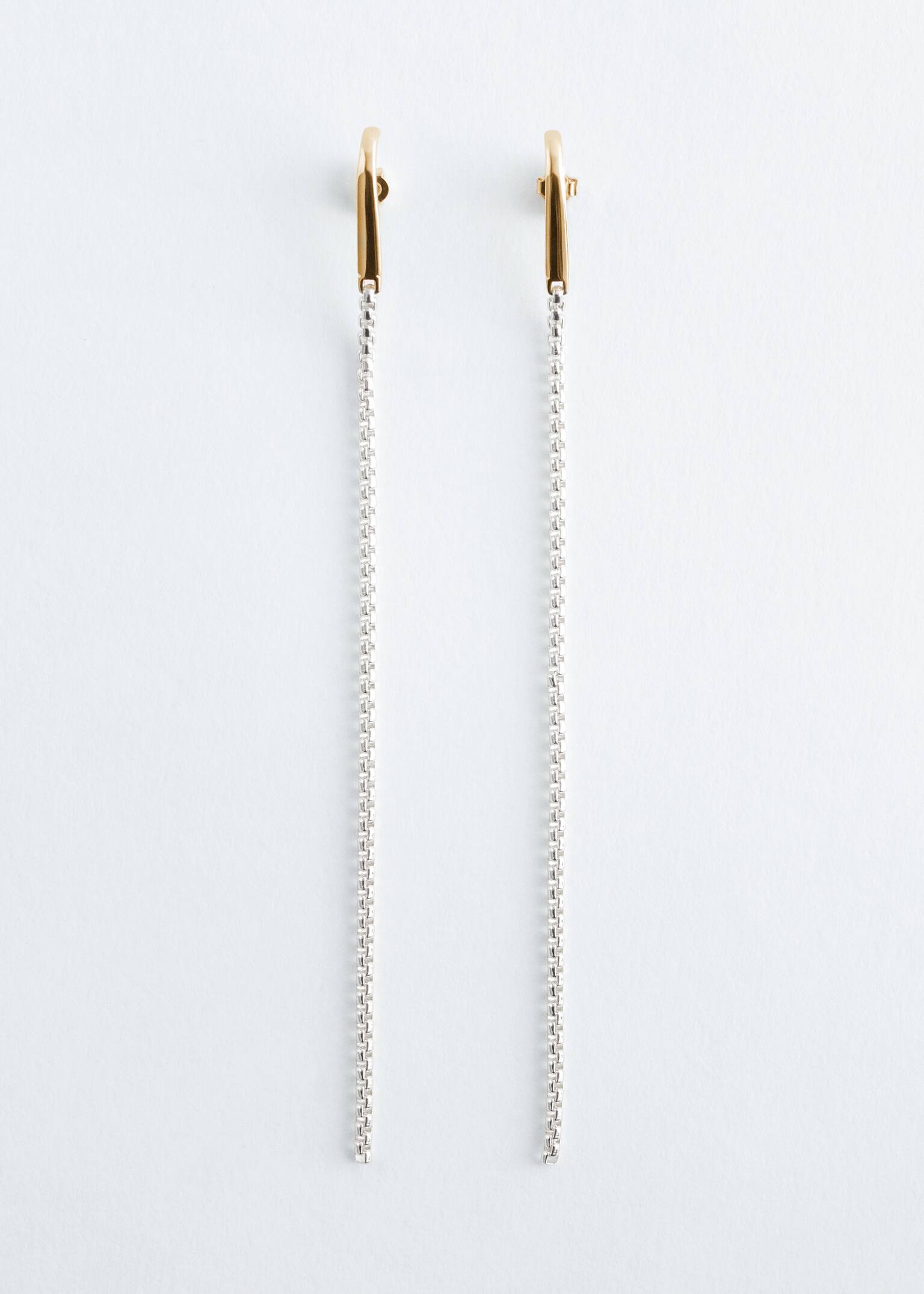 Long Chain Earcuff Earrings - Gold/Silver/Gold