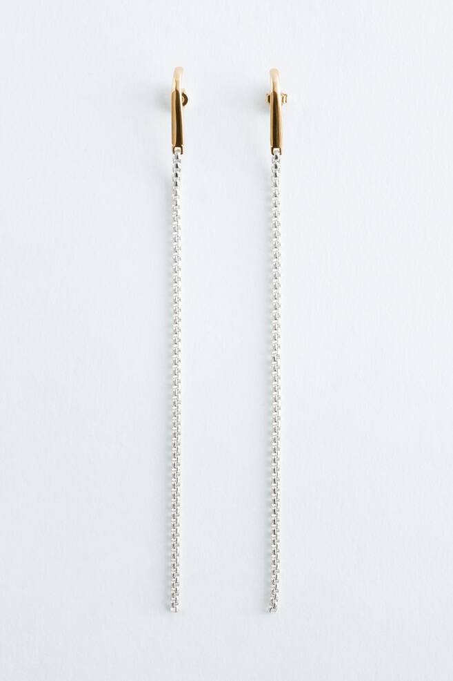 Lange oorbellen met ketting - Goud/zilver - 1