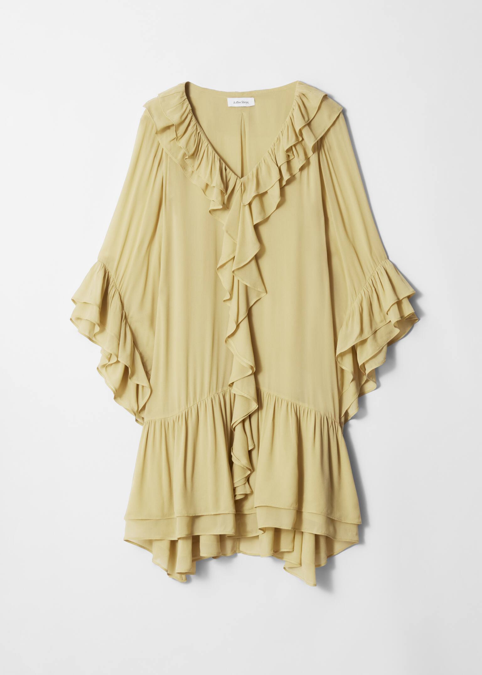 Robe courte à volants - Jaune/Bleu clair