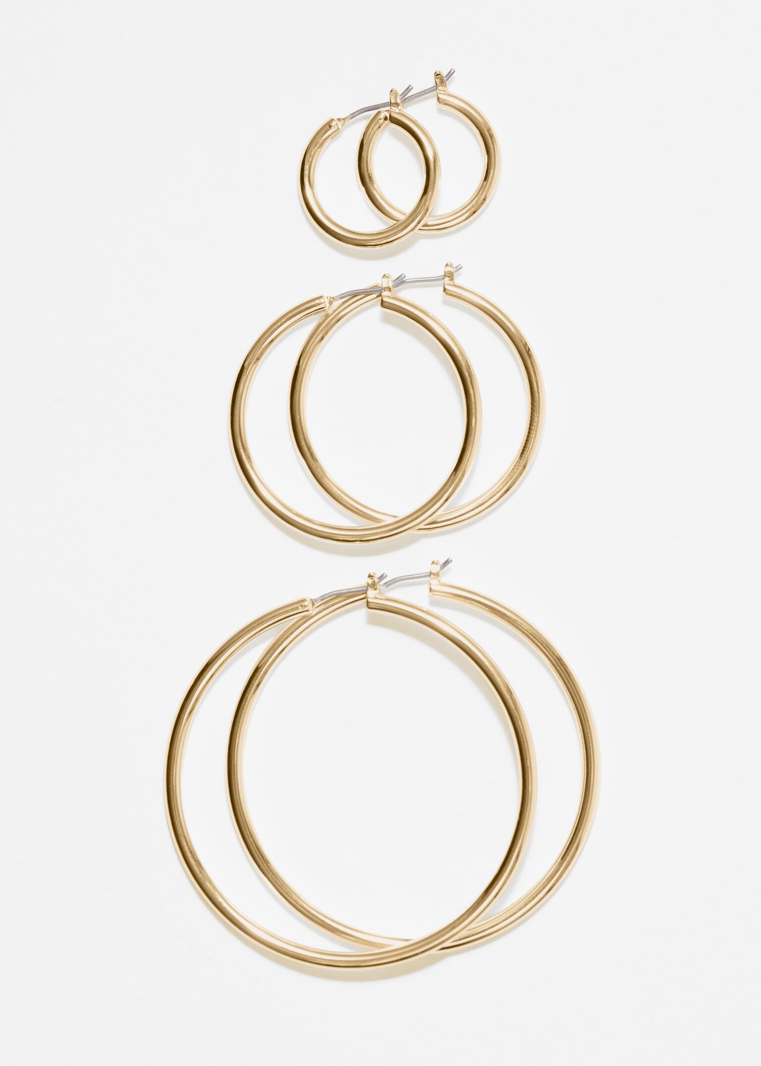 Set med runda örhängen - Guld/Silver