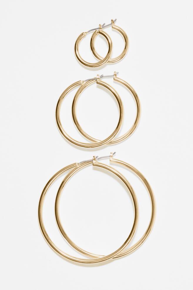 Hoop Earrings Set - Gold - 1