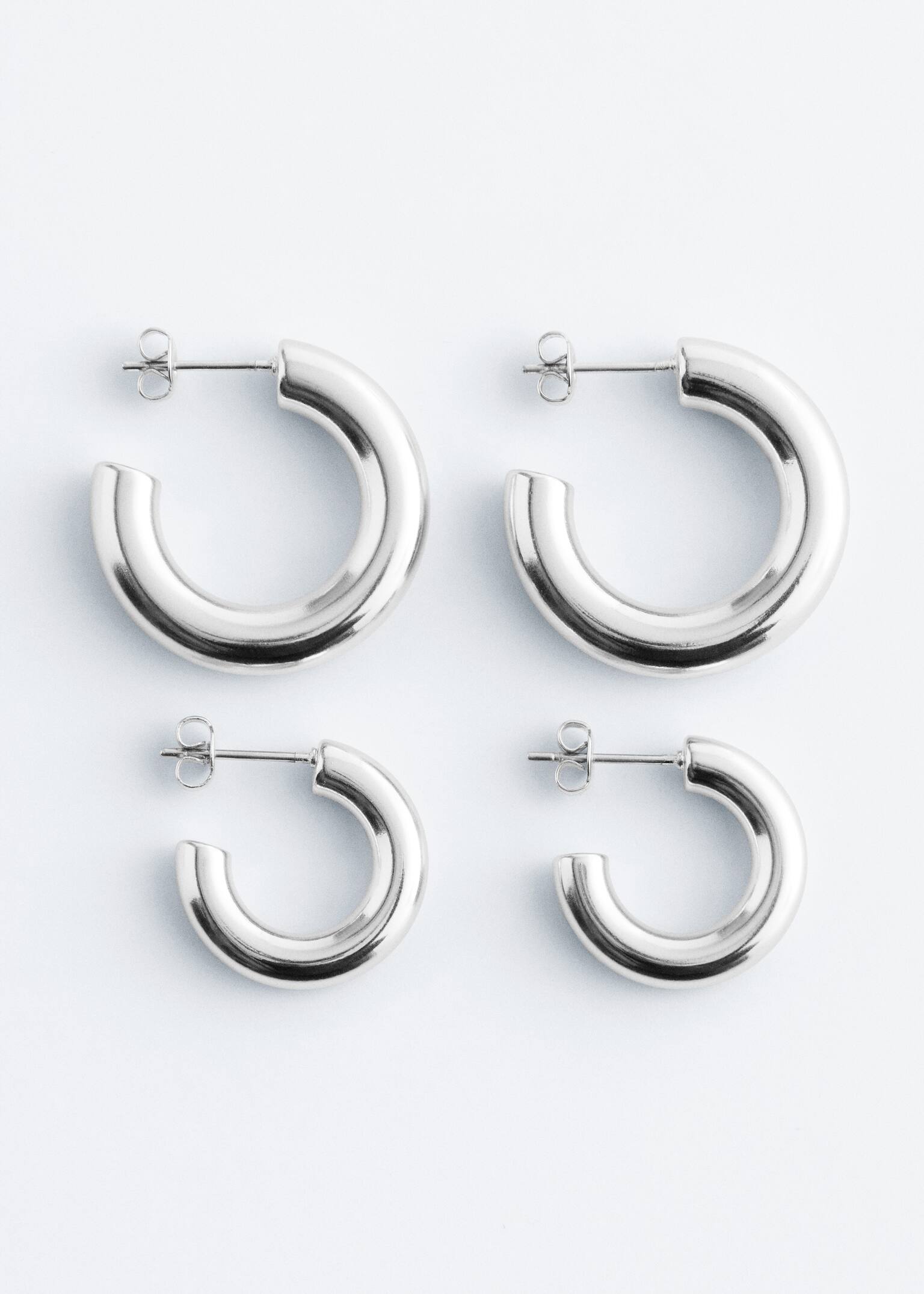 Chunky Hoop Earrings Set - Silver/Gold - 3