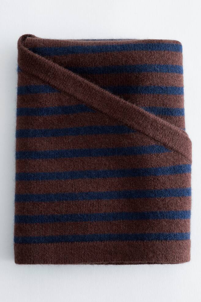 Foulard triangulaire en soie et cachemire - Bleu foncé/Brun/Noir/Gris - 1