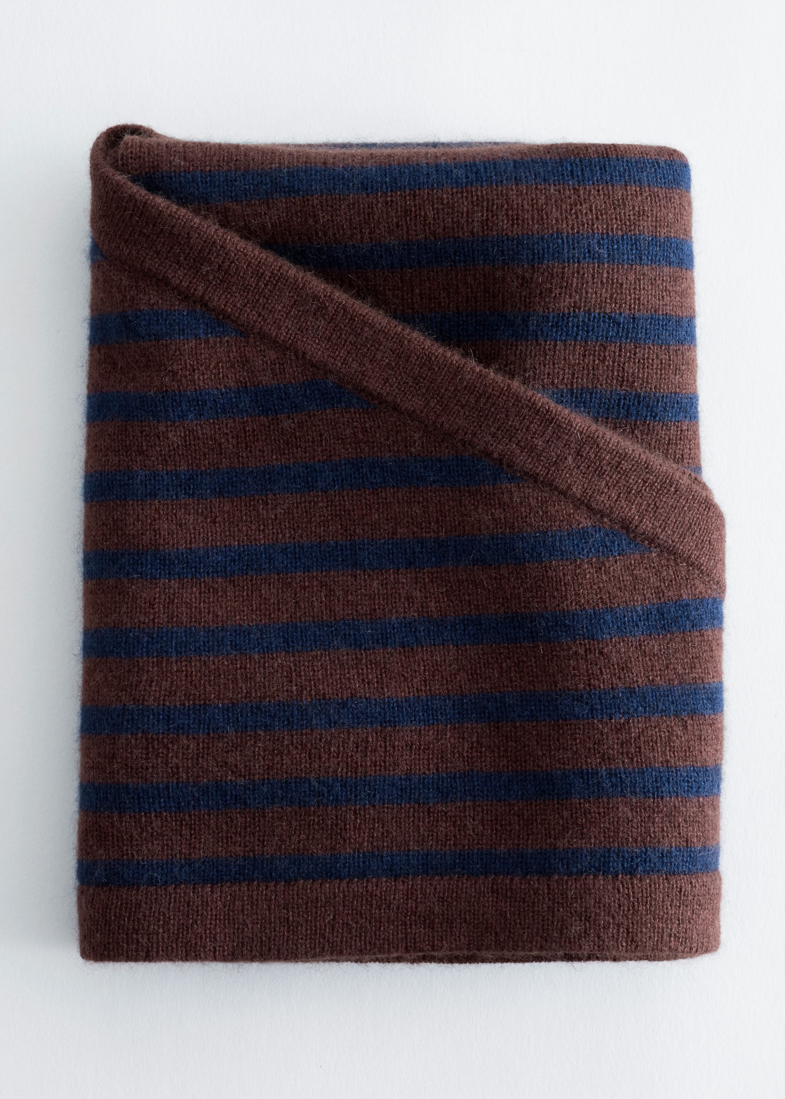 Silk-Cashmere Triangle Scarf - Dark Blue/Brown - Still Life