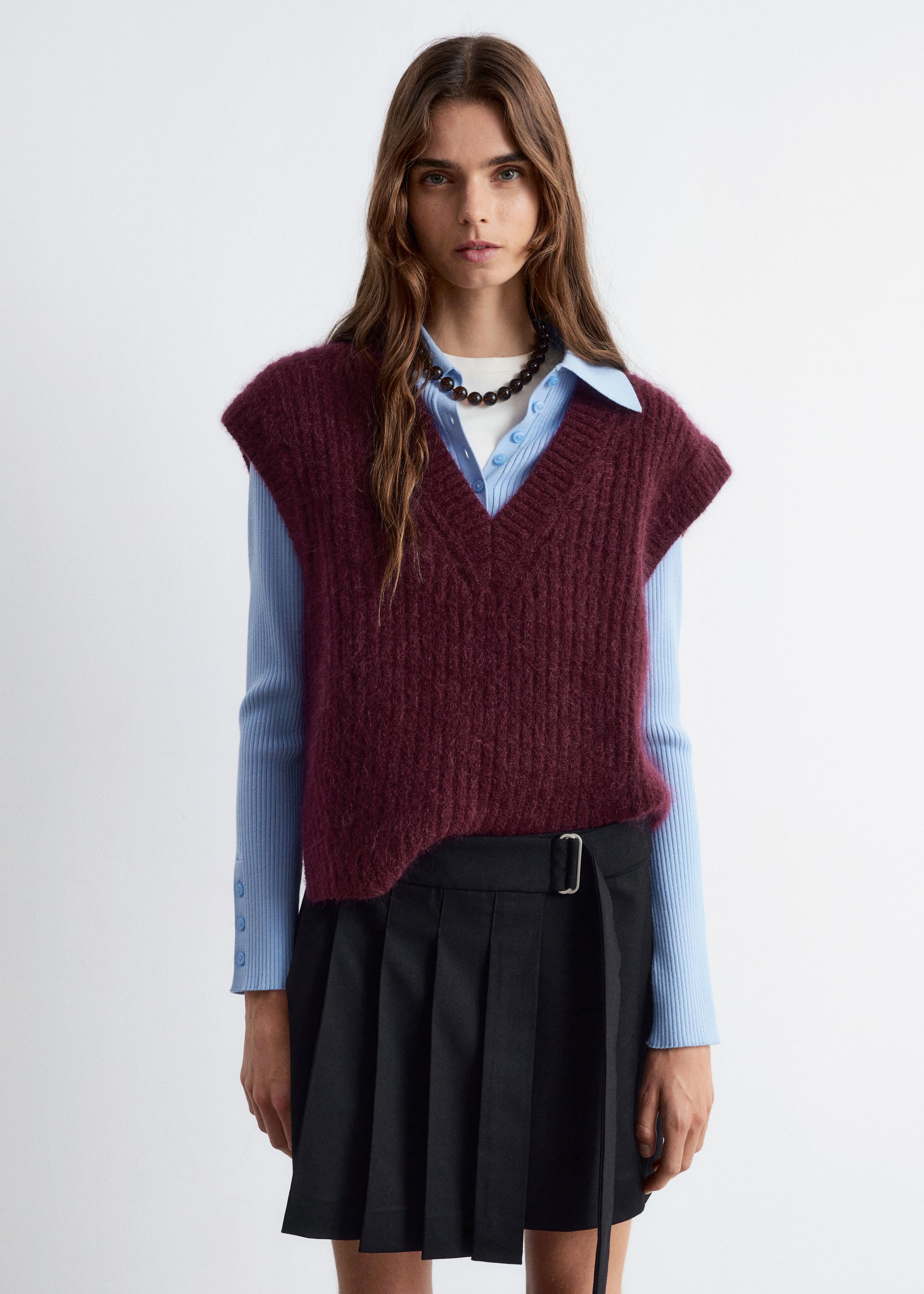 Image of Pleated Wrap Mini Skirt