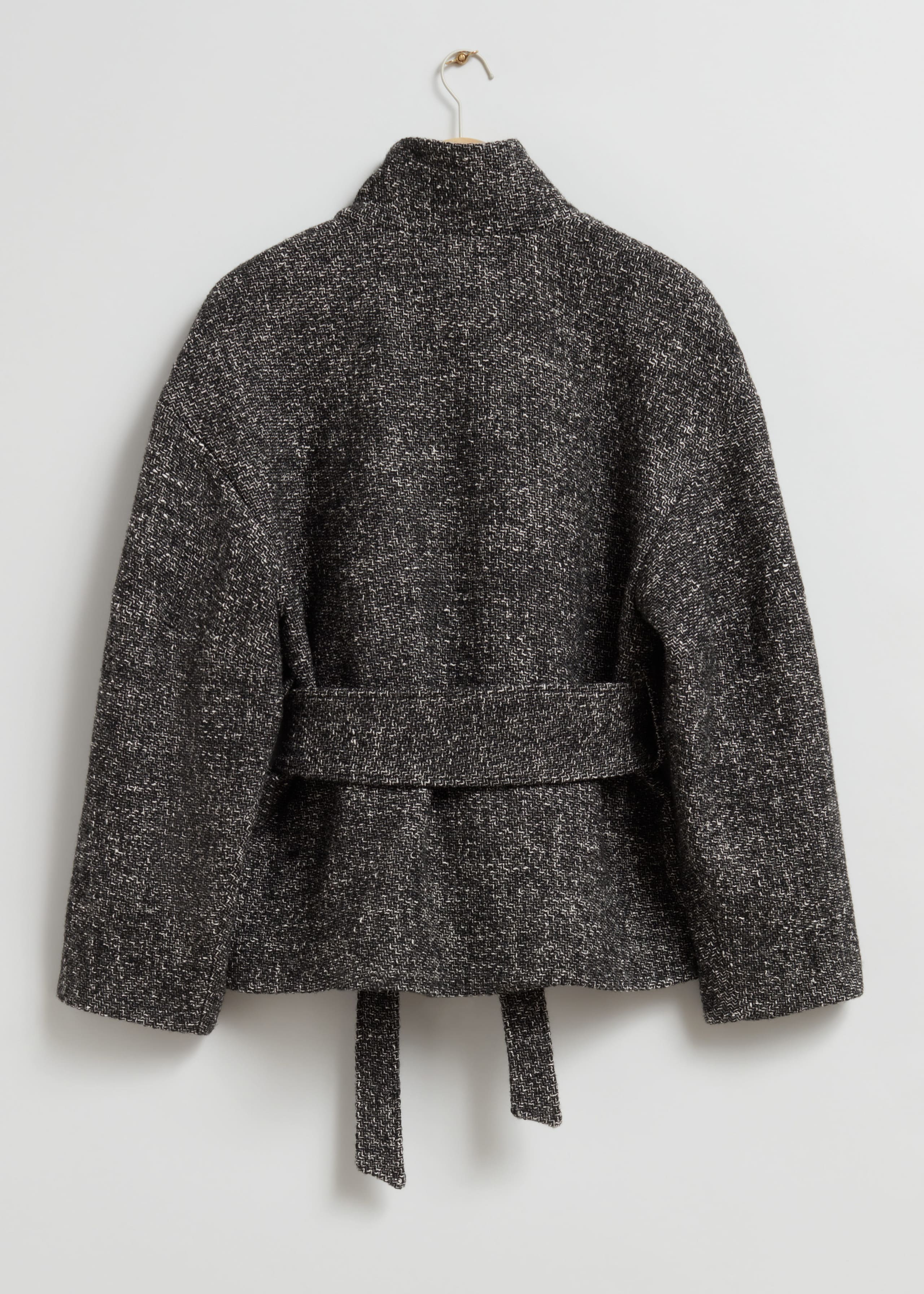 Mantel mit Gürtel - Schwarz meliert - Stillleben