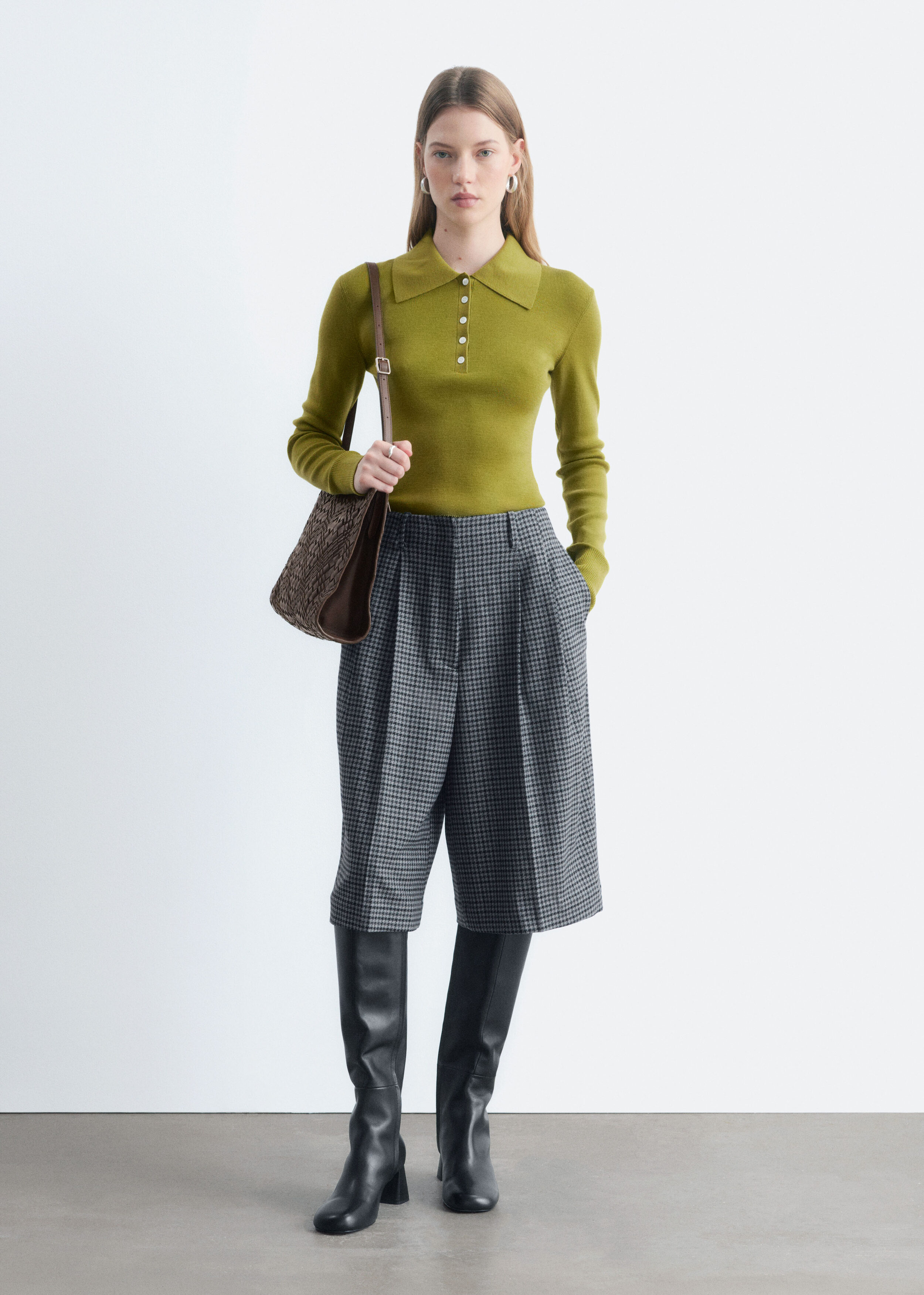 High Waist Houndstooth Shorts