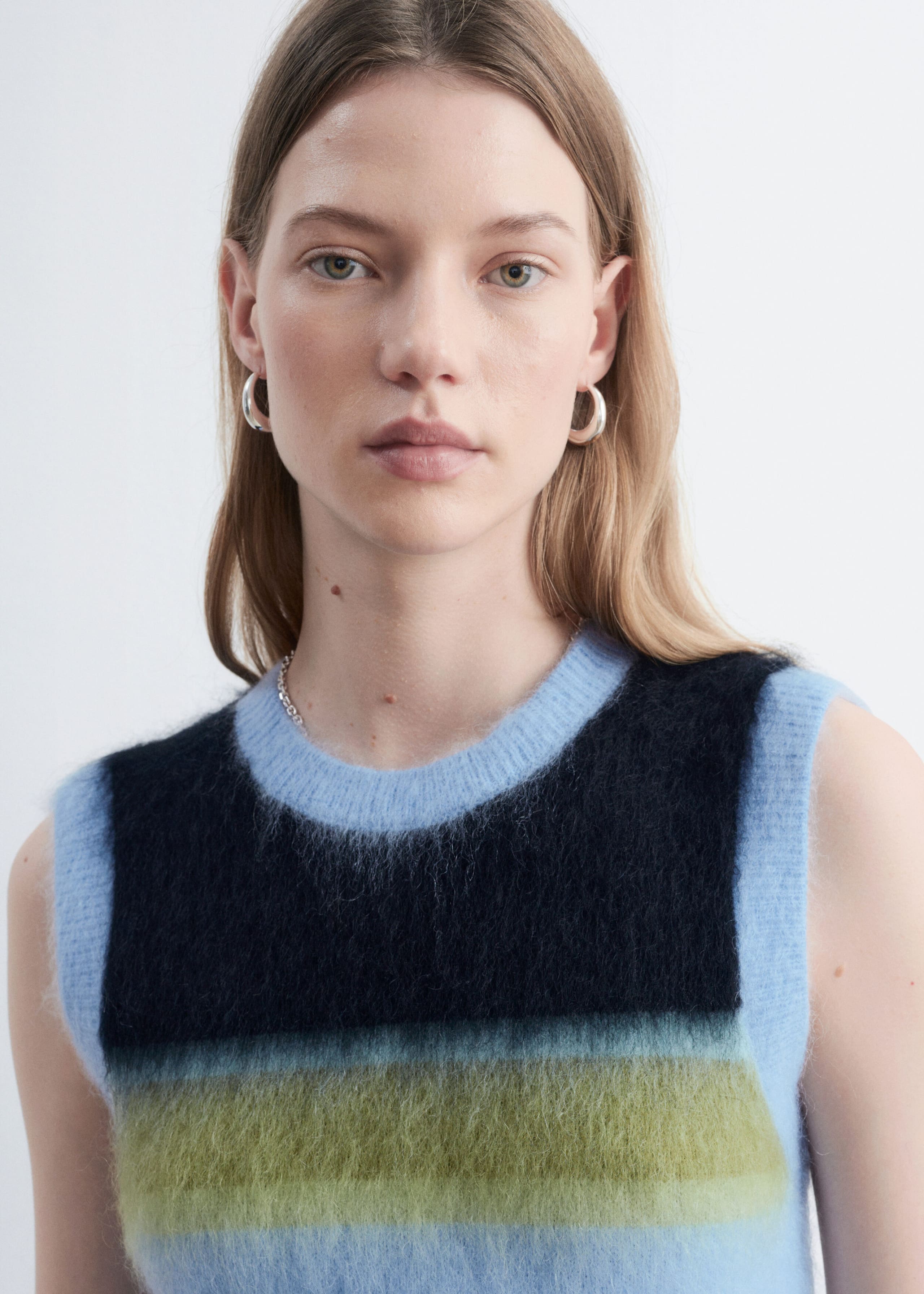 Knitted Mohair-Blend Vest - Light Blue/Multi Colour - Lookbook