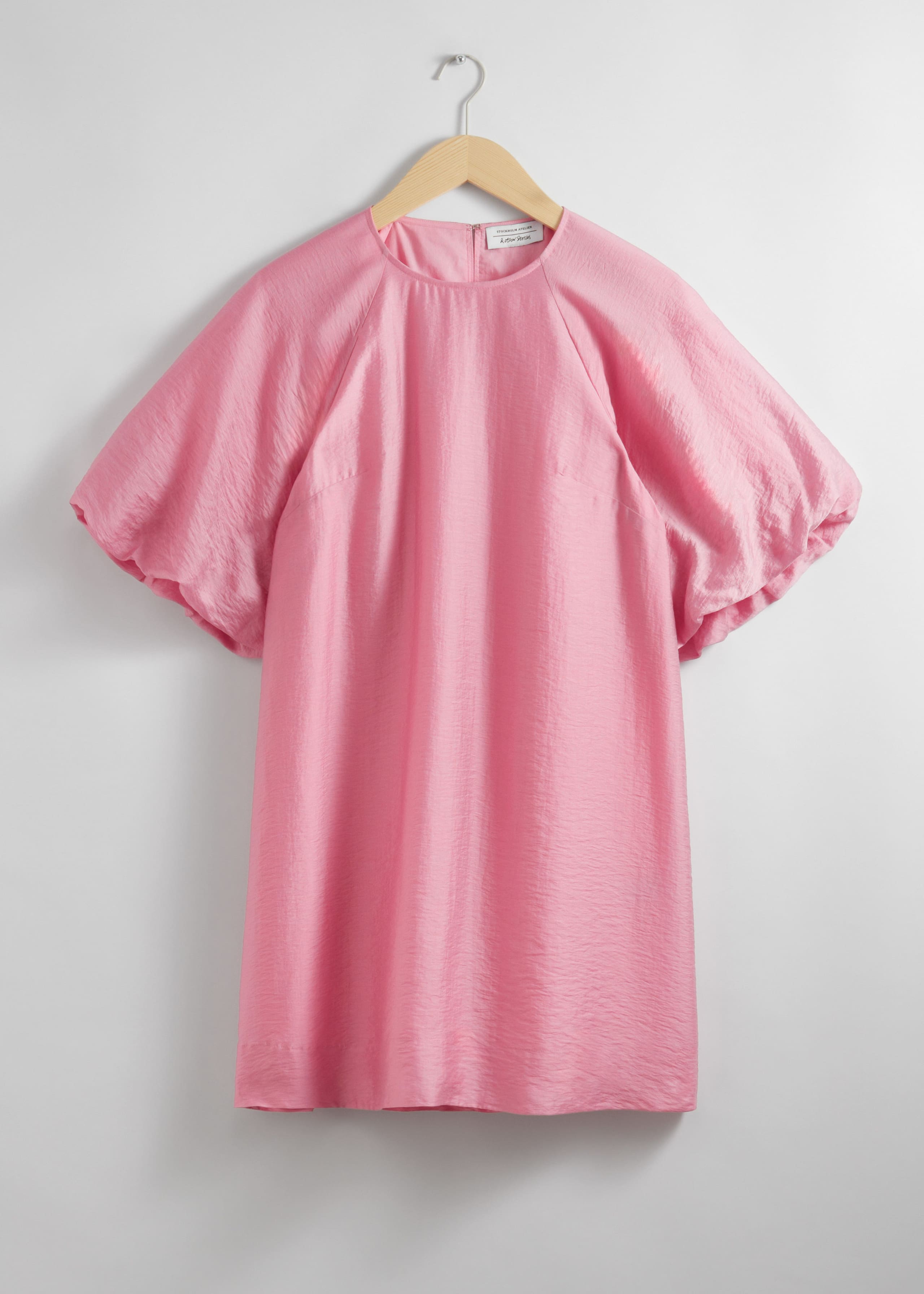 Balloon-Sleeve Mini Dress - Pink - Still Life