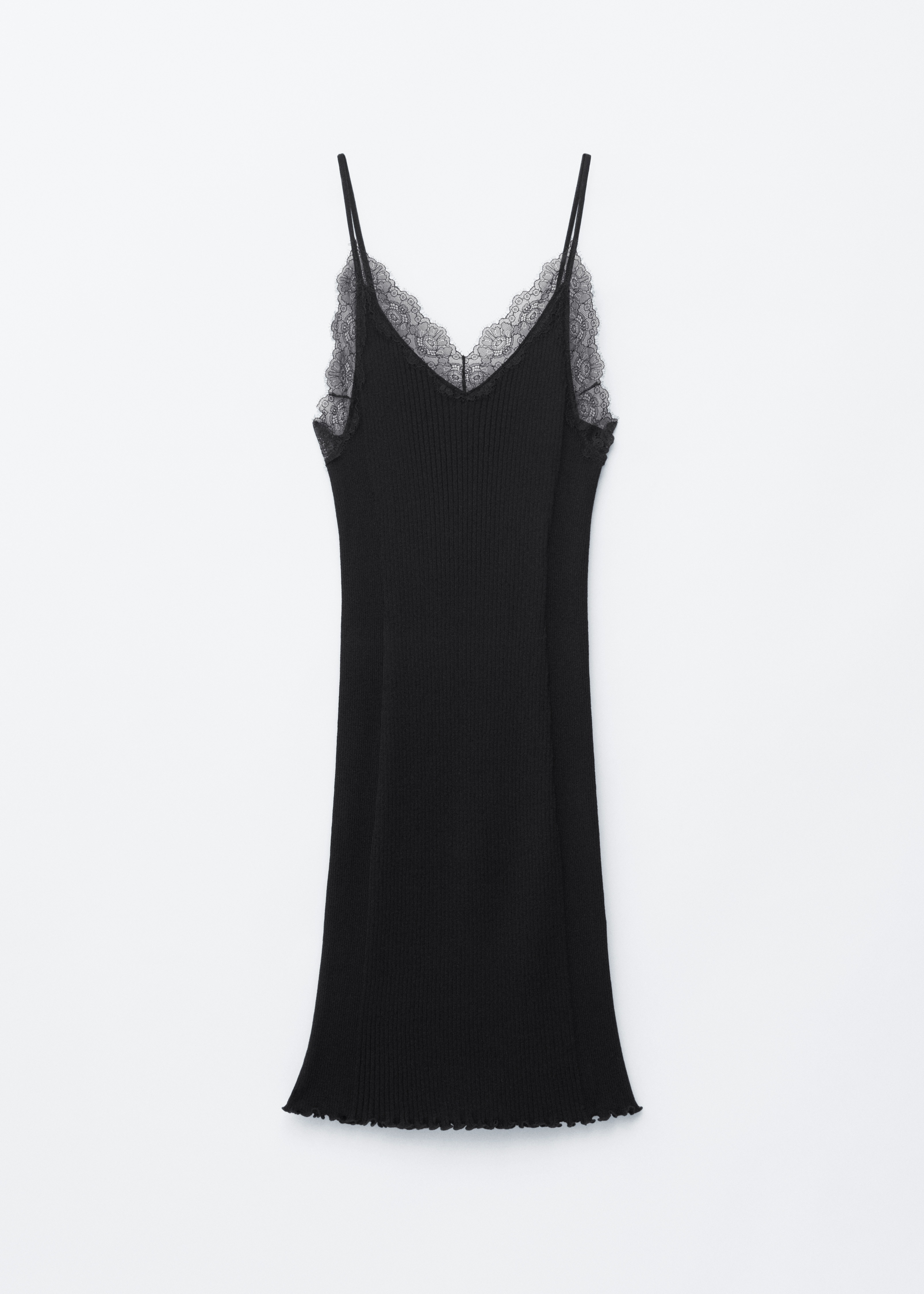 Ribbstickad miniklänning i linnemodell