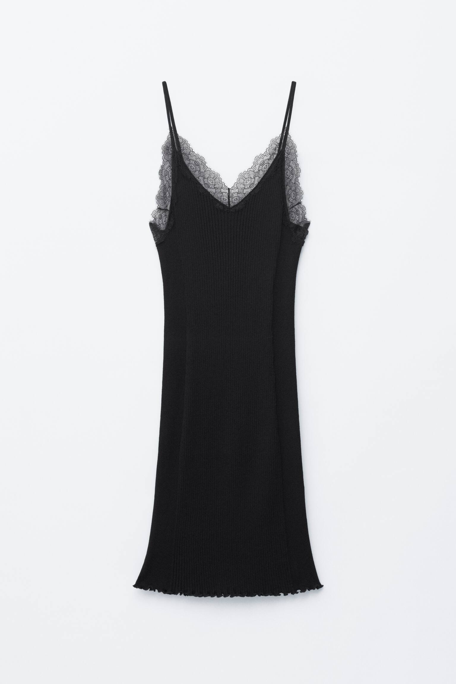 Träger-Minikleid aus Rippstrick - Schwarz