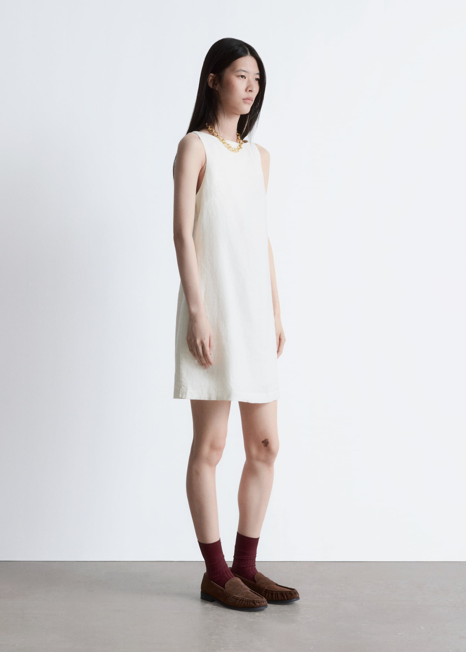 Minikleid aus Leinen - Weiß - 6