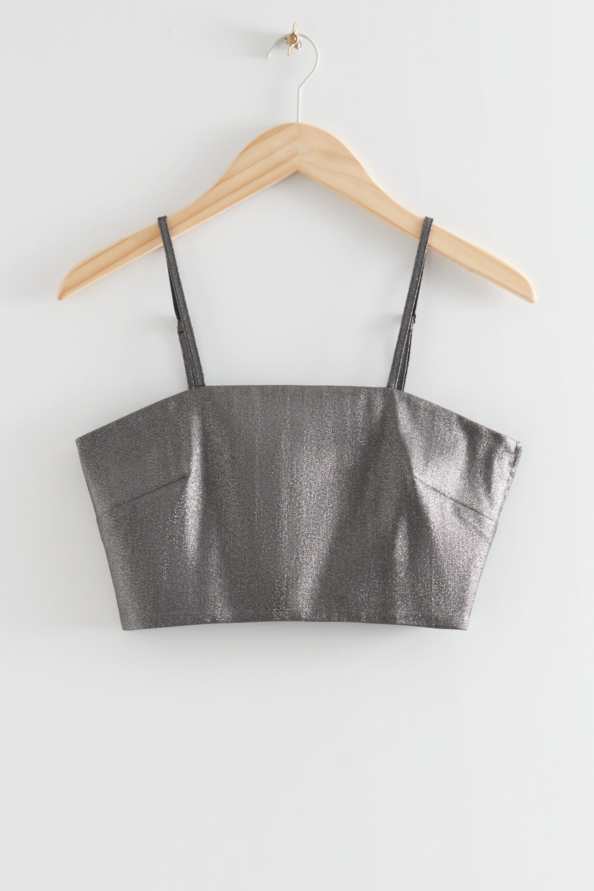 Vis større bilde: Metallic Strappy Cropped Top - Sølv - Ladies | H&M NO 1