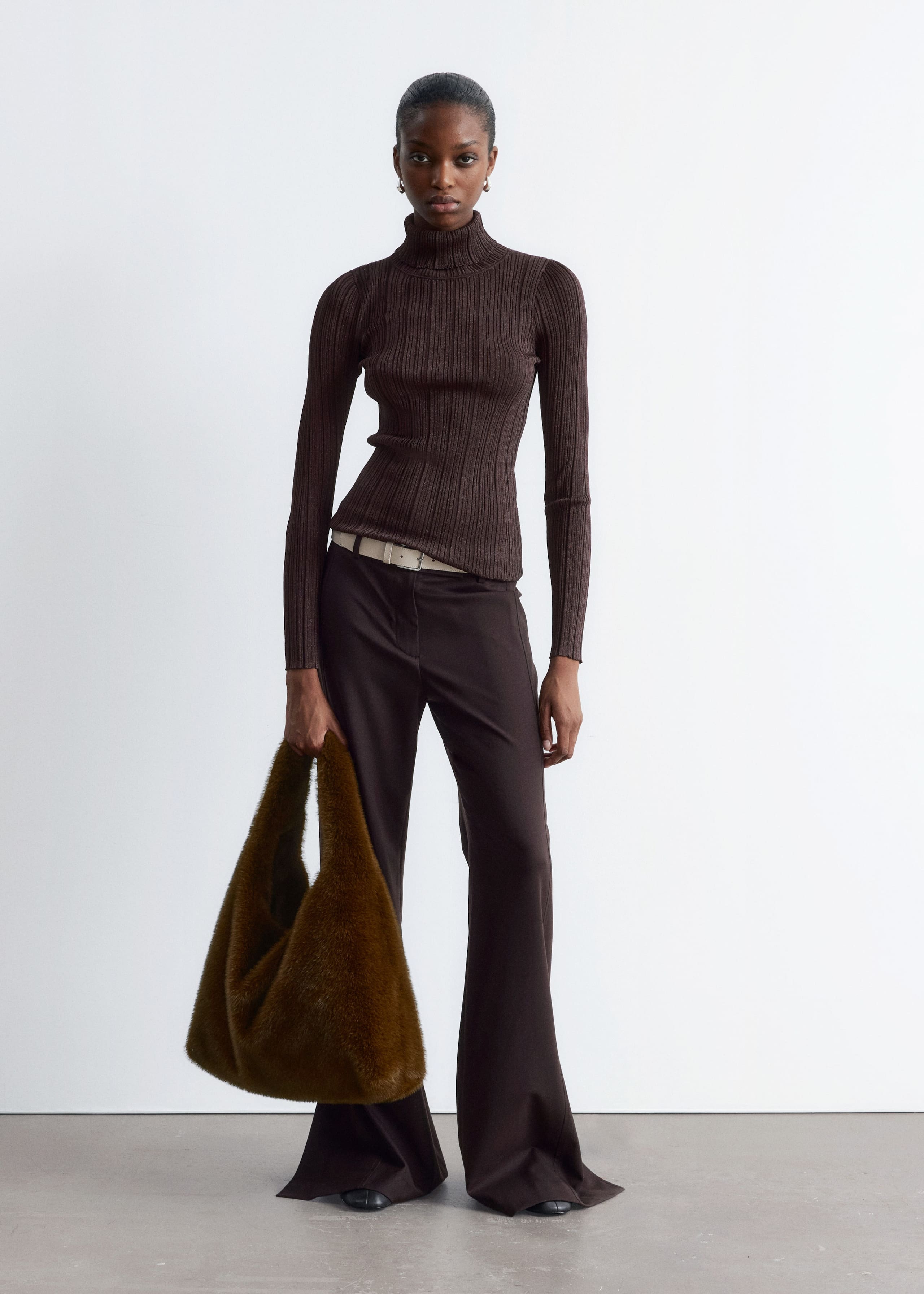 Image of Rib-Knit Lurex Turtleneck