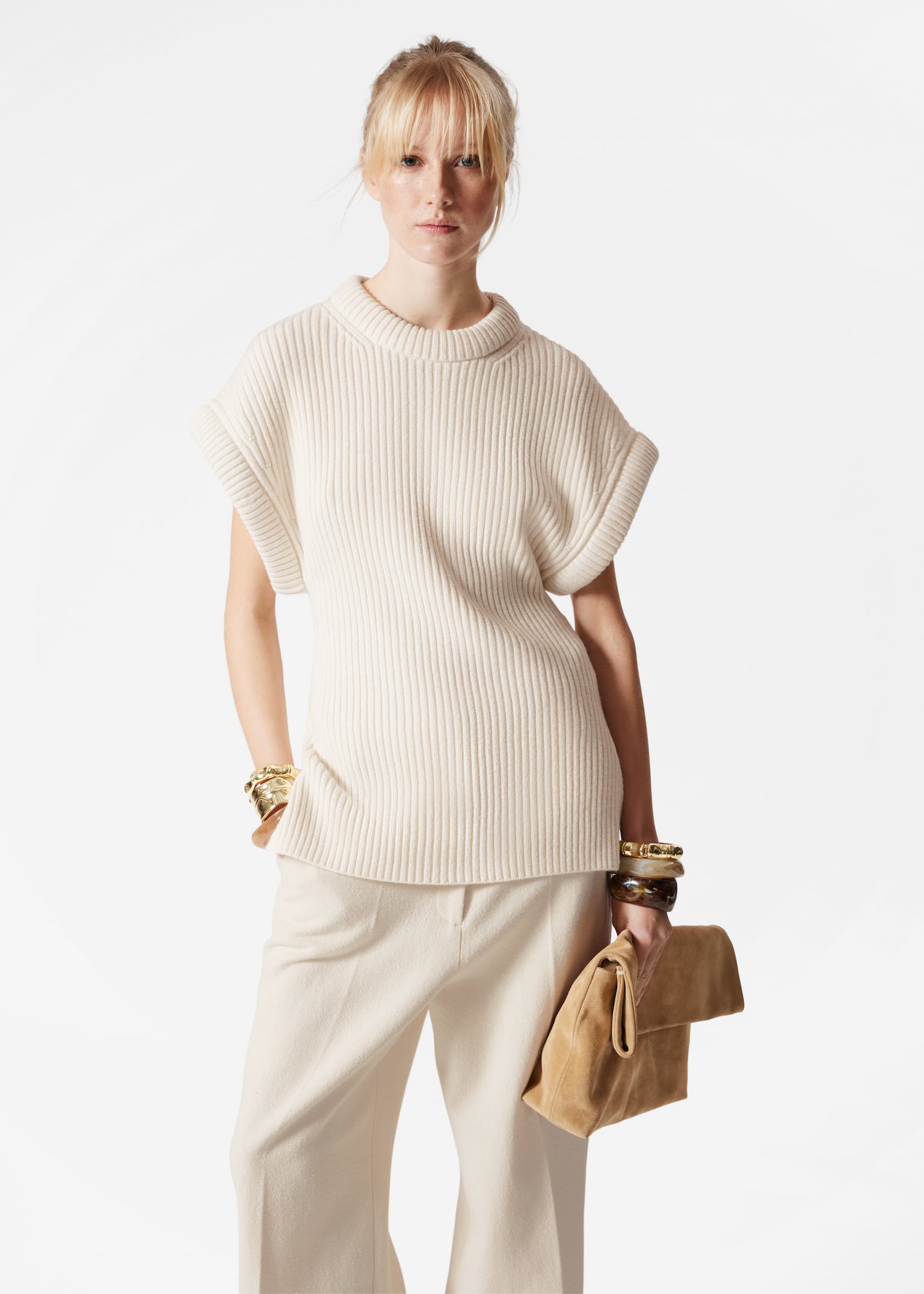 Rib-Knit Vest - Cream