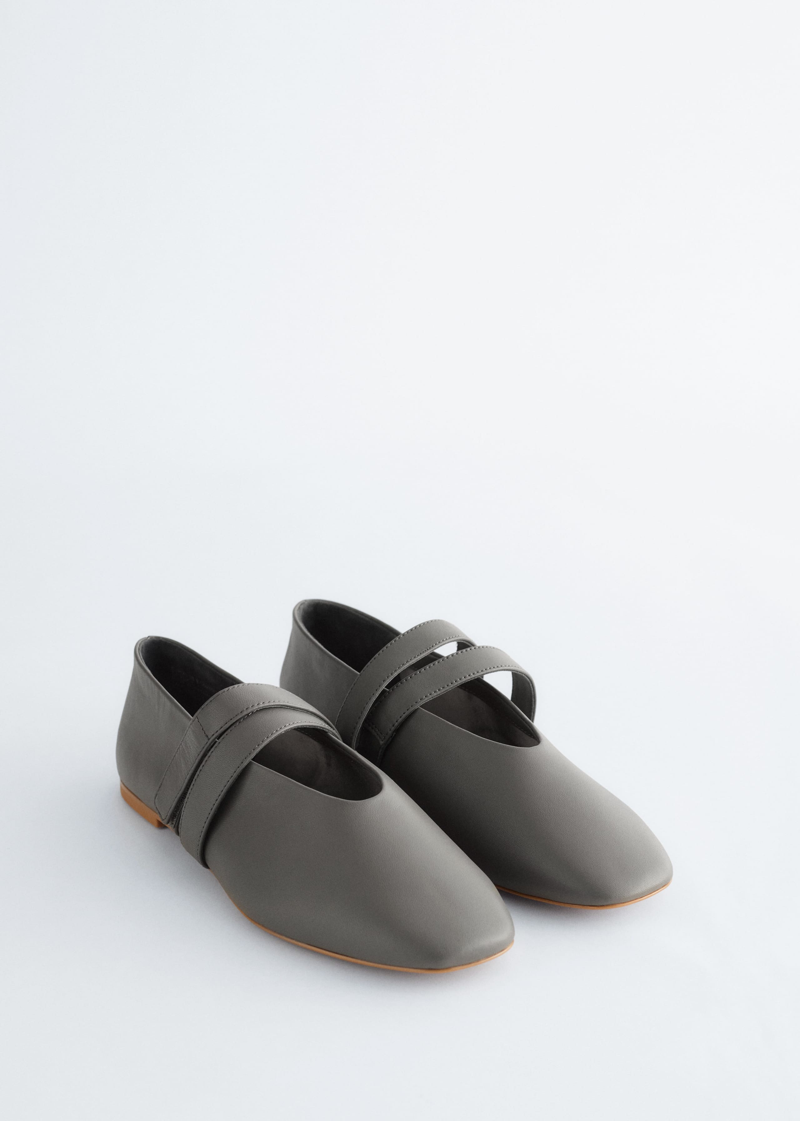 Cross-Strap Leather Ballet Flats - Black Leather - Still Life